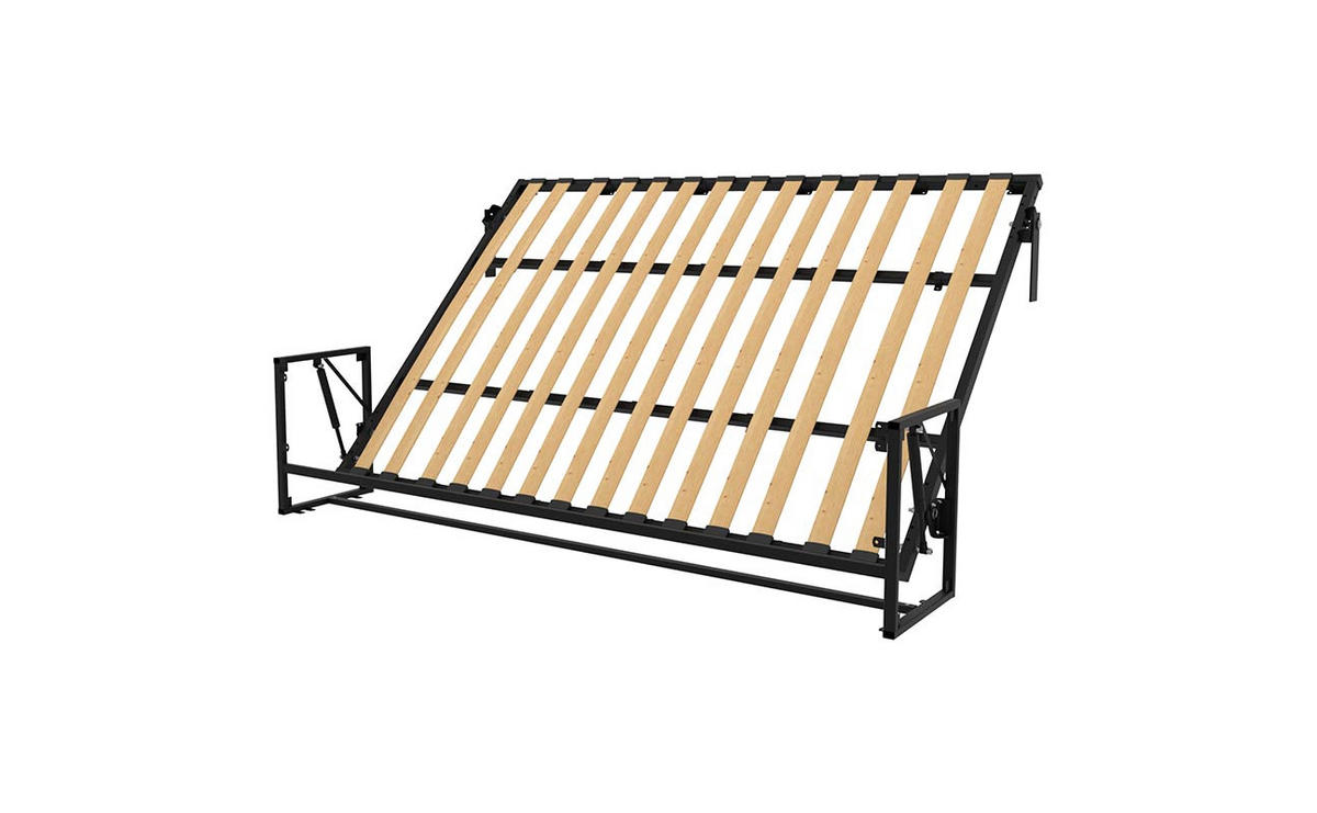 WANDBETT Morphy Classik Modulares SizeFlex- und TypeFlex-System - 190x140 Horizontal - Schwarz, Holz/Metall (190/140cm) - WallBedKing