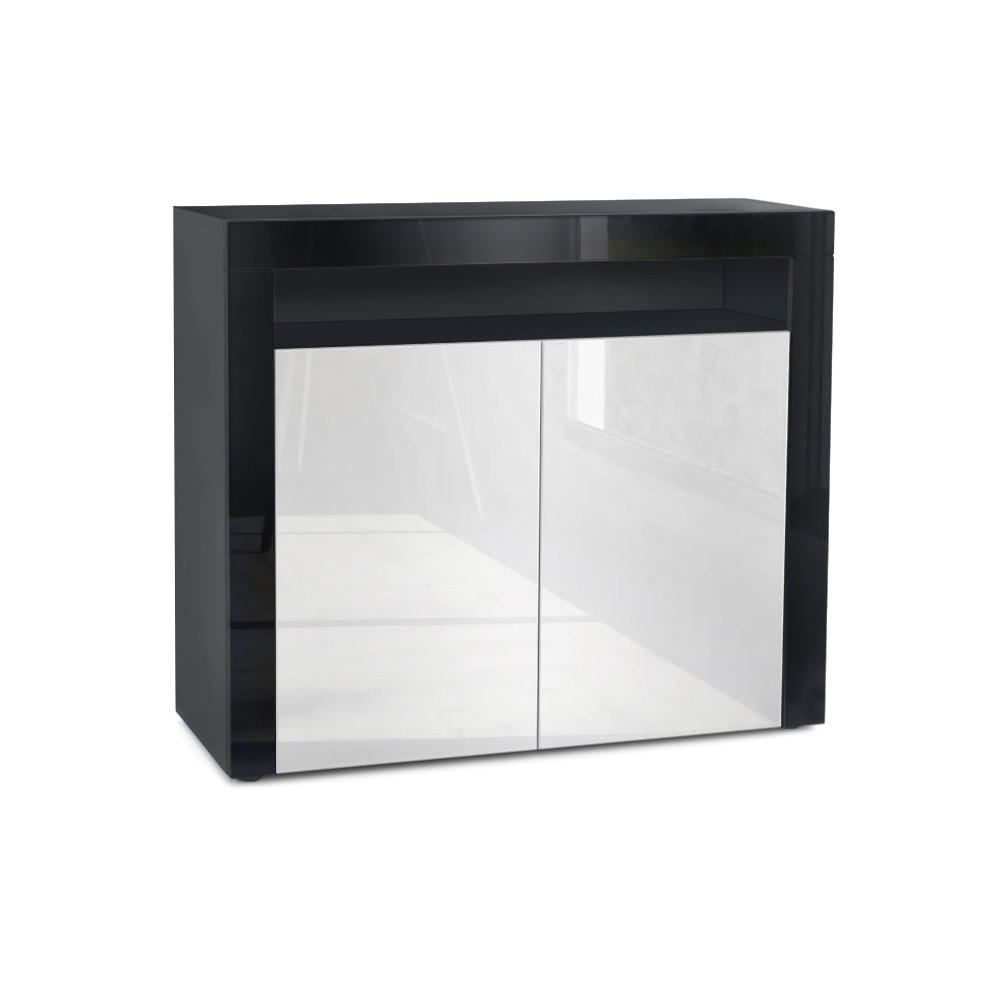 Vladon Kommode Weiß Hochglanz, Schwarz 108x92x40 cm