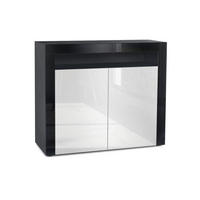 KOMMODE Valencia Weiß Hochglanz / Schwarz Hochglanz - Weiß Hochglanz, Holzwerkstoff (108/92/40cm) - Vladon