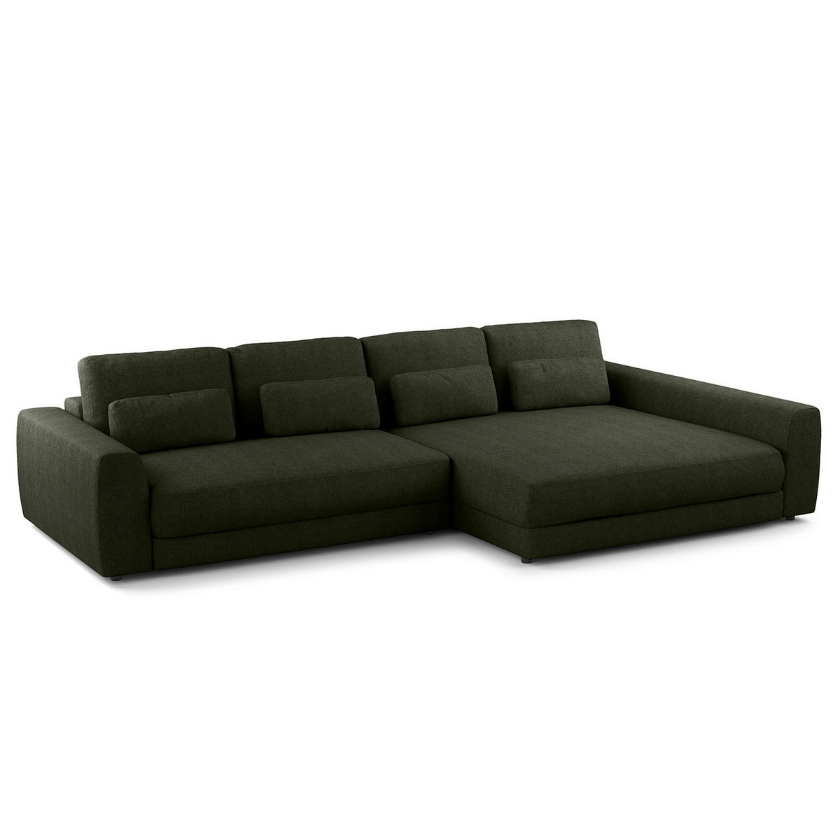 ECKSOFA mit XXL-Longchair - Schwarz/Grau, Kunststoff/Textil (323/182cm) - home24