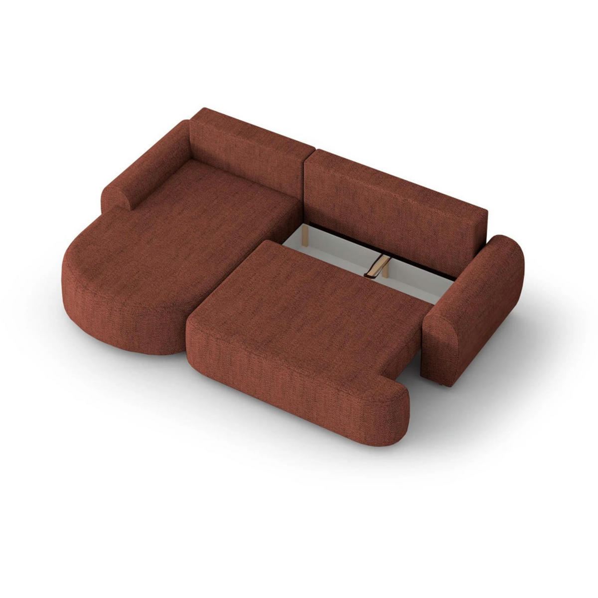 ECKSCHLAFSOFA Olivio L Rot - Rot/Schwarz, Kunststoff/Textil (266/170cm) - Beautysofa