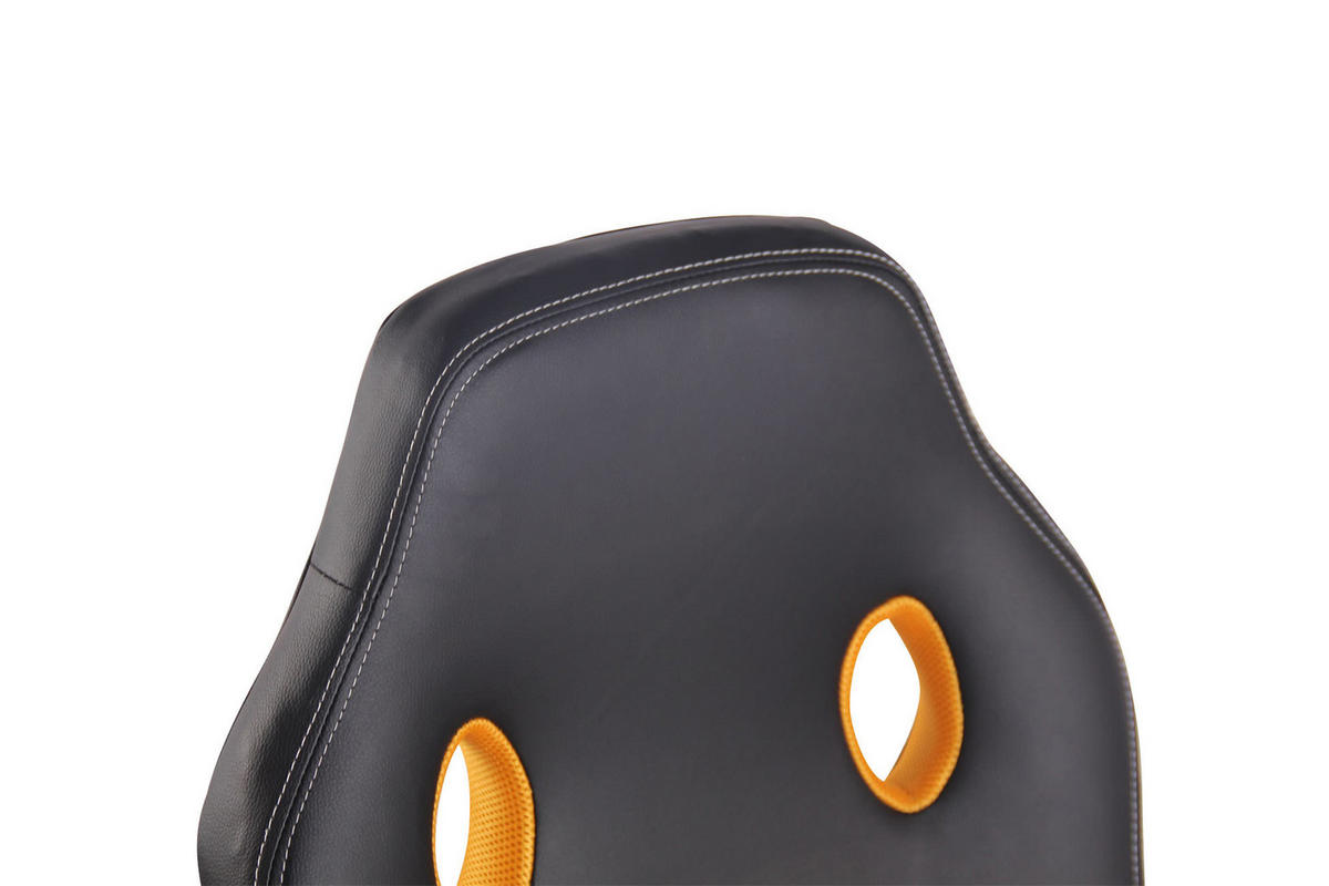 DREHSTUHL Lederlook schwarz/gelb - Gelb/Schwarz, Kunststoff/Textil (61/106/59cm) - CLP