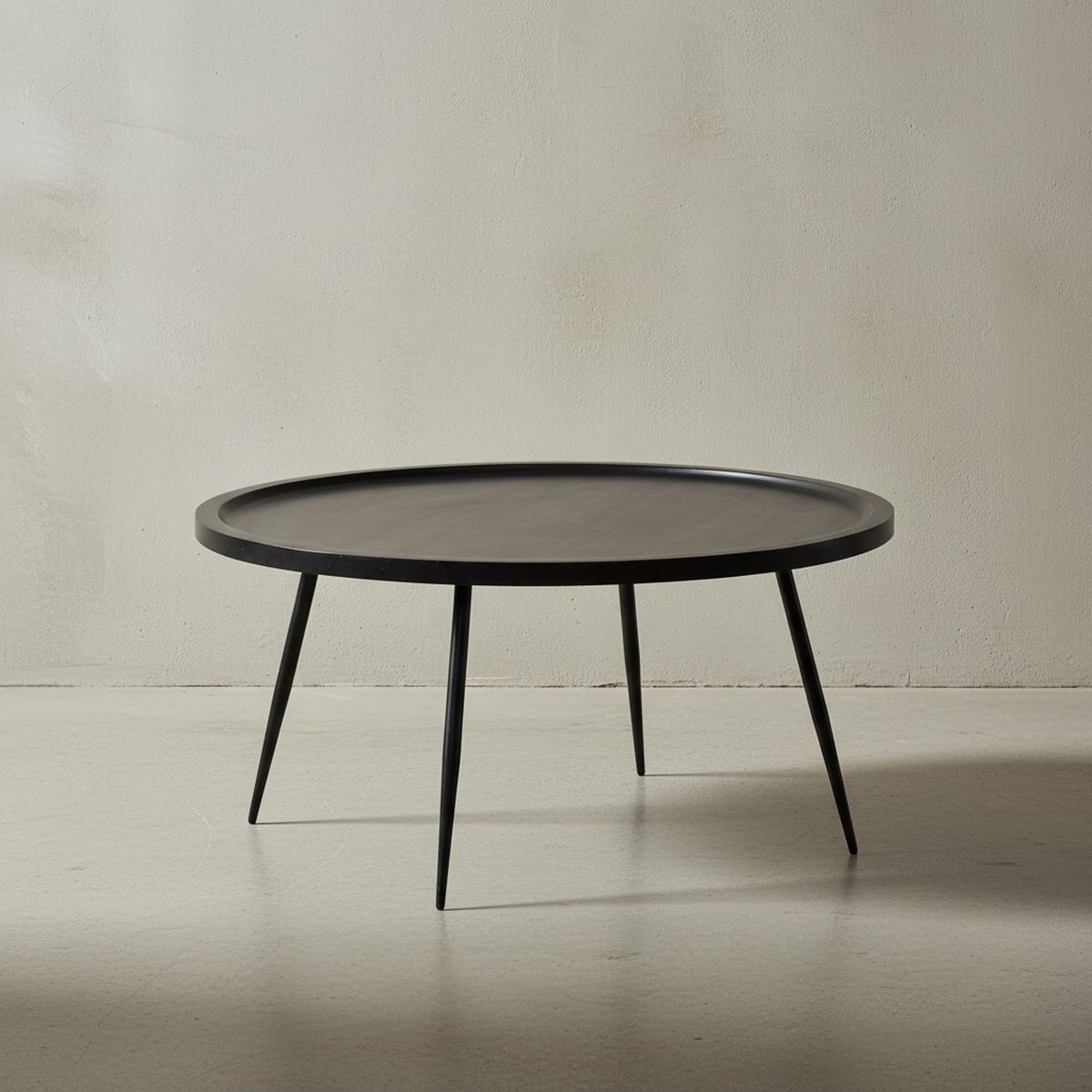 COUCHTISCH in Schwarz aus Metall und massivem Mangoholz mit natürlicher Maserung, 75x75x38 cm - Schwarz, Holz/Metall (75/75/38cm) - KADIMA DESIGN