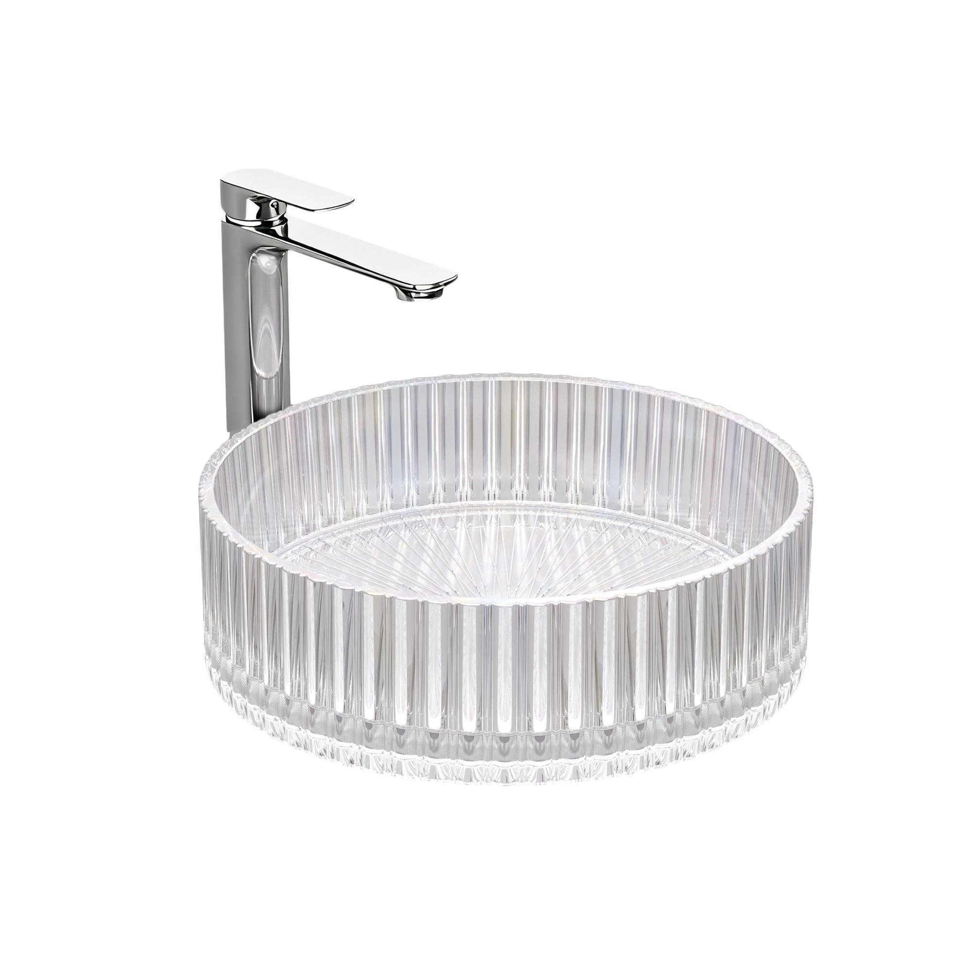 WASCHBECKEN Klarglasspüle Regenbogen Ø40 / 12 cm - Roségold, Glas (40/12/40cm) - EMKE