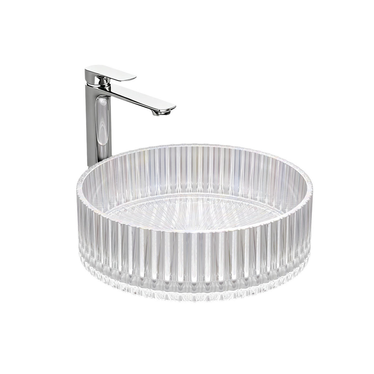 WASCHBECKEN Klarglasspüle Regenbogen Ø40 / 12 cm - Roségold, Glas (40/12/40cm) - EMKE