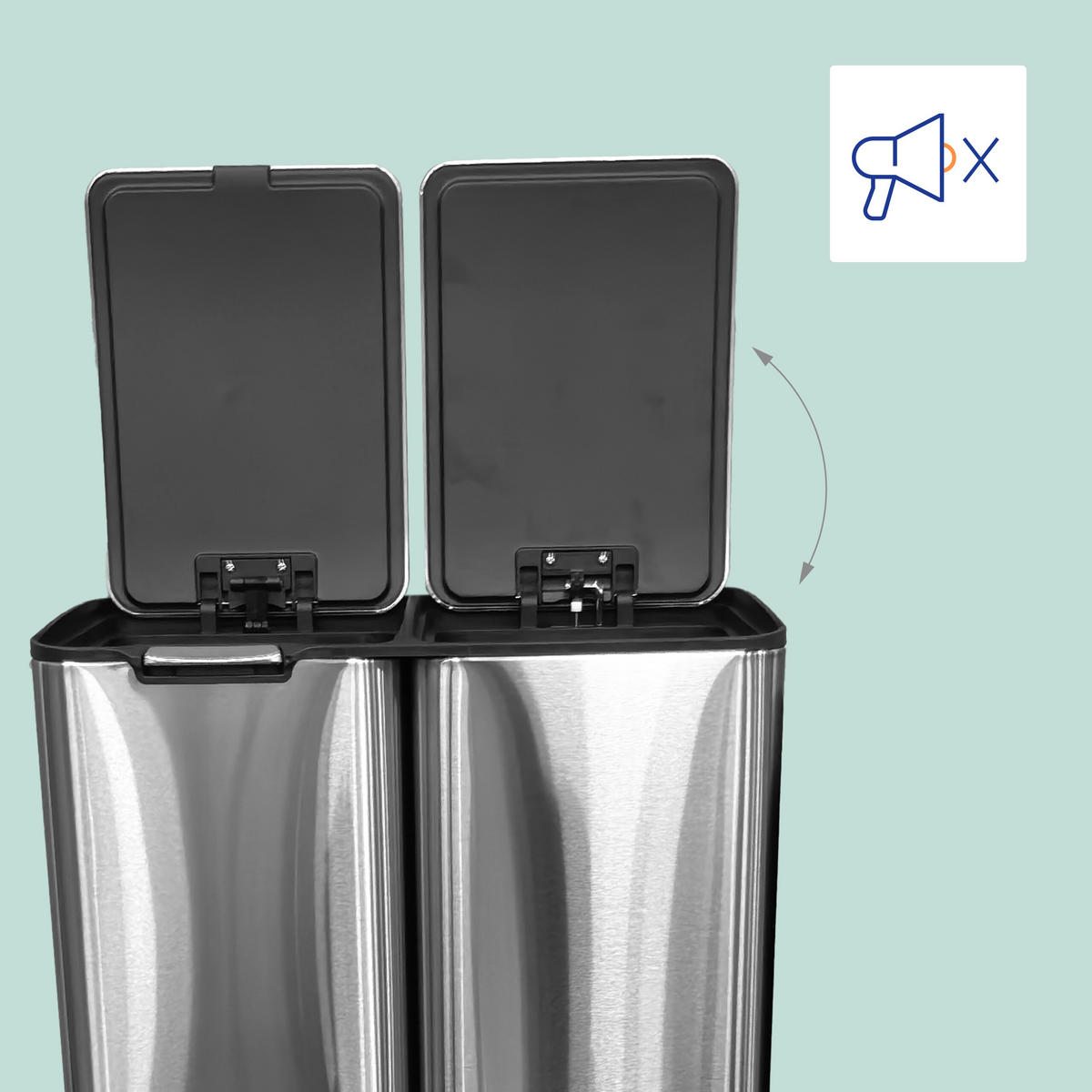 MÜLLEIMER - Silberfarben, Kunststoff/Metall (47/72/39cm) - Relaxdays