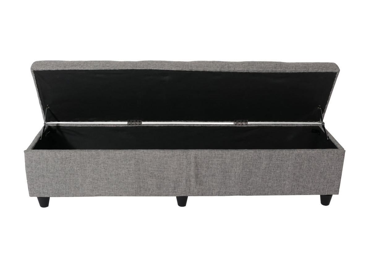 SITZBANK mit Aufbewahrung Lars Leder + Kunstleder Schwarz 45x112x45cm - Grau, Kunststoff (112/45/45cm) - BERLINLODGE