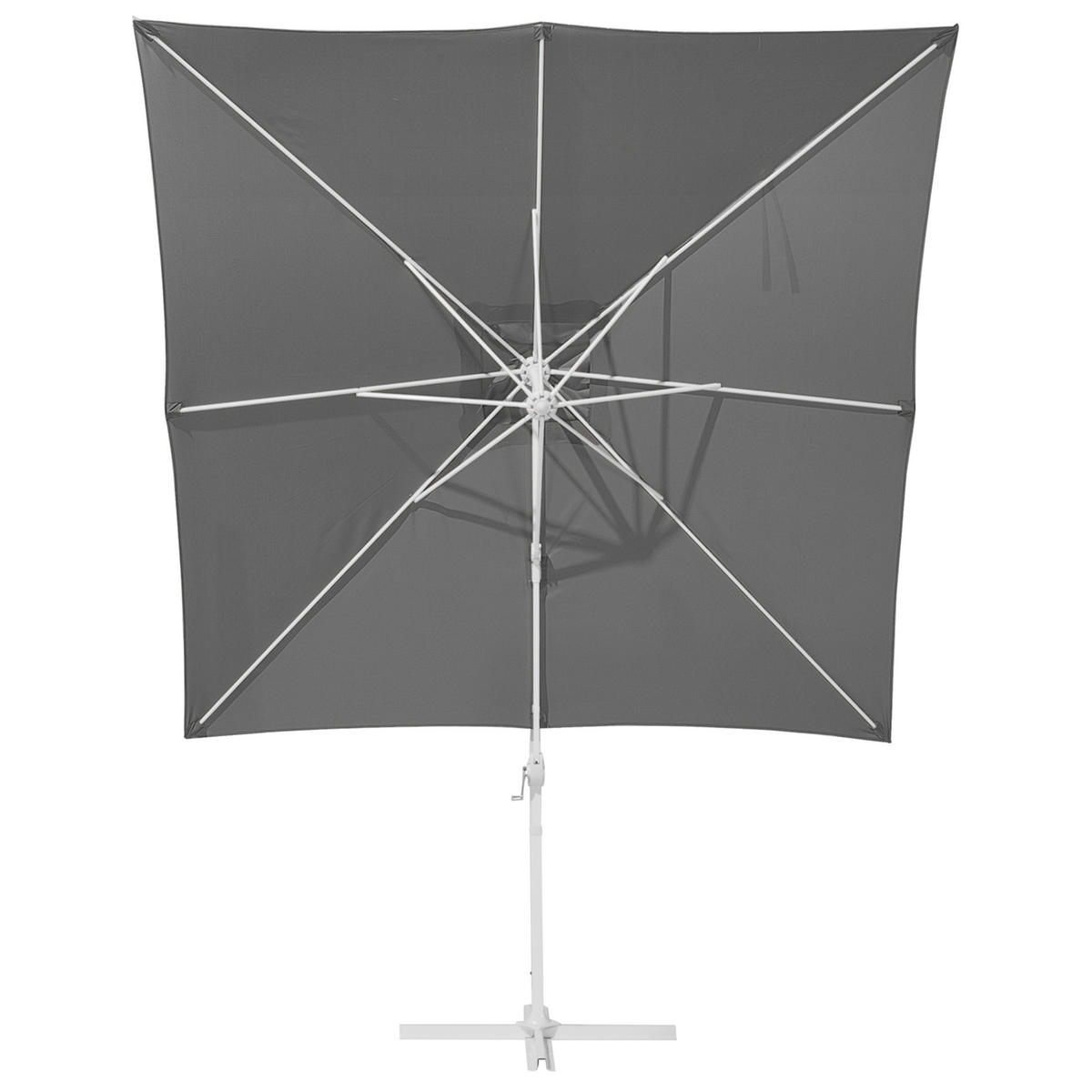 AMPELSCHIRM dunkelgrau/weiß 250/250/235 cm Monza - Weiß/Grau, Textil (250/250cm) - Beliani