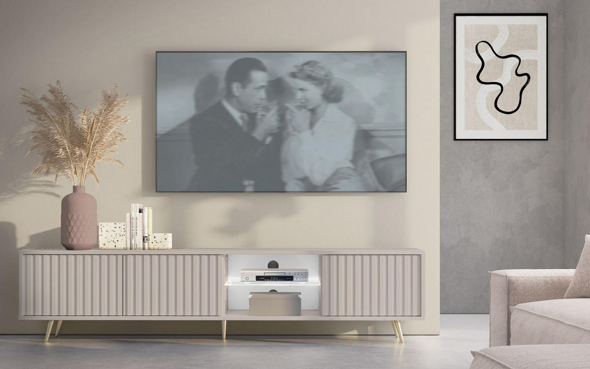 TV-LOWBOARD Bello Greige 175 cm - Taupe/Goldfarben, Holzwerkstoff/Metall (175/43.5/31.3cm) - Selsey