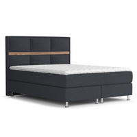 BOXSPRINGBETT Soto Schwarz 180/200 cm mit Latex-Topper - Silberfarben/Schwarz, Holz/Holzwerkstoff (180/200cm) - Maison de Reve