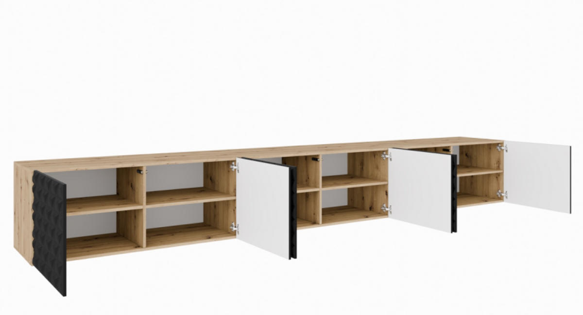 TV-SCHRANK Schwarz ALI 300 Geschlossen Mit Dekorativen Fronten - Schwarz, Holzwerkstoff (300/41/40cm) - Sepro Meble