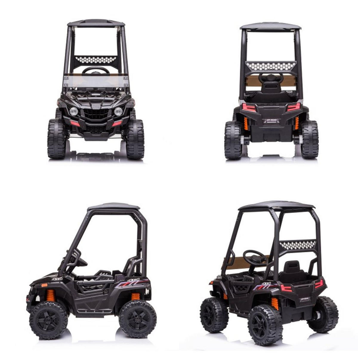 KINDERELEKTROFAHRZEUG Off Road schwarz Stoßdämpfer Radio Fernbedienung Gurt - Schwarz, Kunststoff (99/66/100cm) - Chipolino