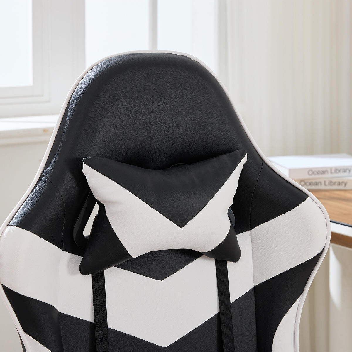 DREHSTUHL B64 / T58 / H116.5-126 cm,, Rennsport‑Design, höhenverstellbar & neigbar, mit Fußstütze,Weiß - Weiß, Kunststoff (58/116.5/64.5cm) - Redom