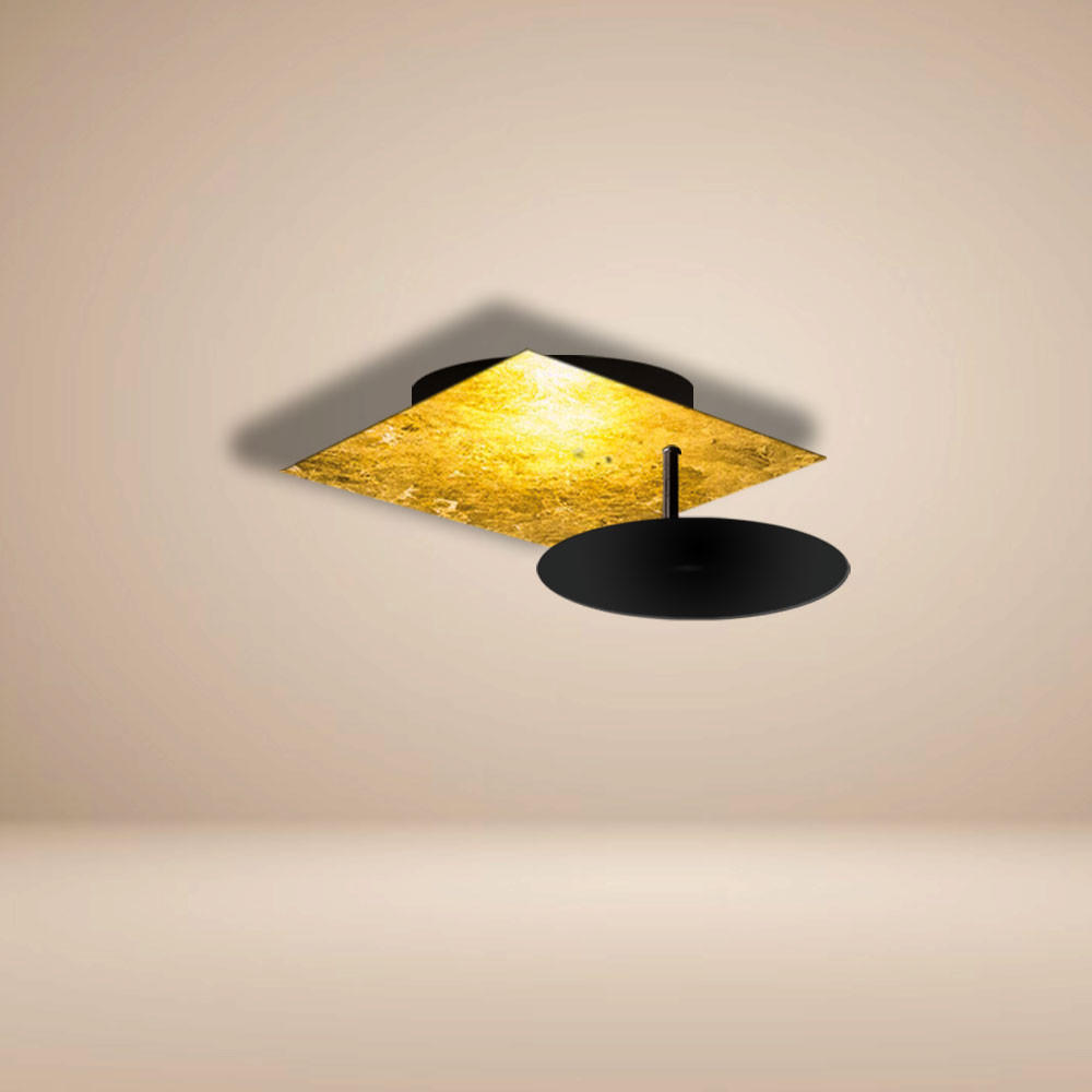 LED-WAND-/DECKENLAMPE Plate Blattgold 30x30cm - Goldfarben, Metall (30/30/10cm) - s.luce