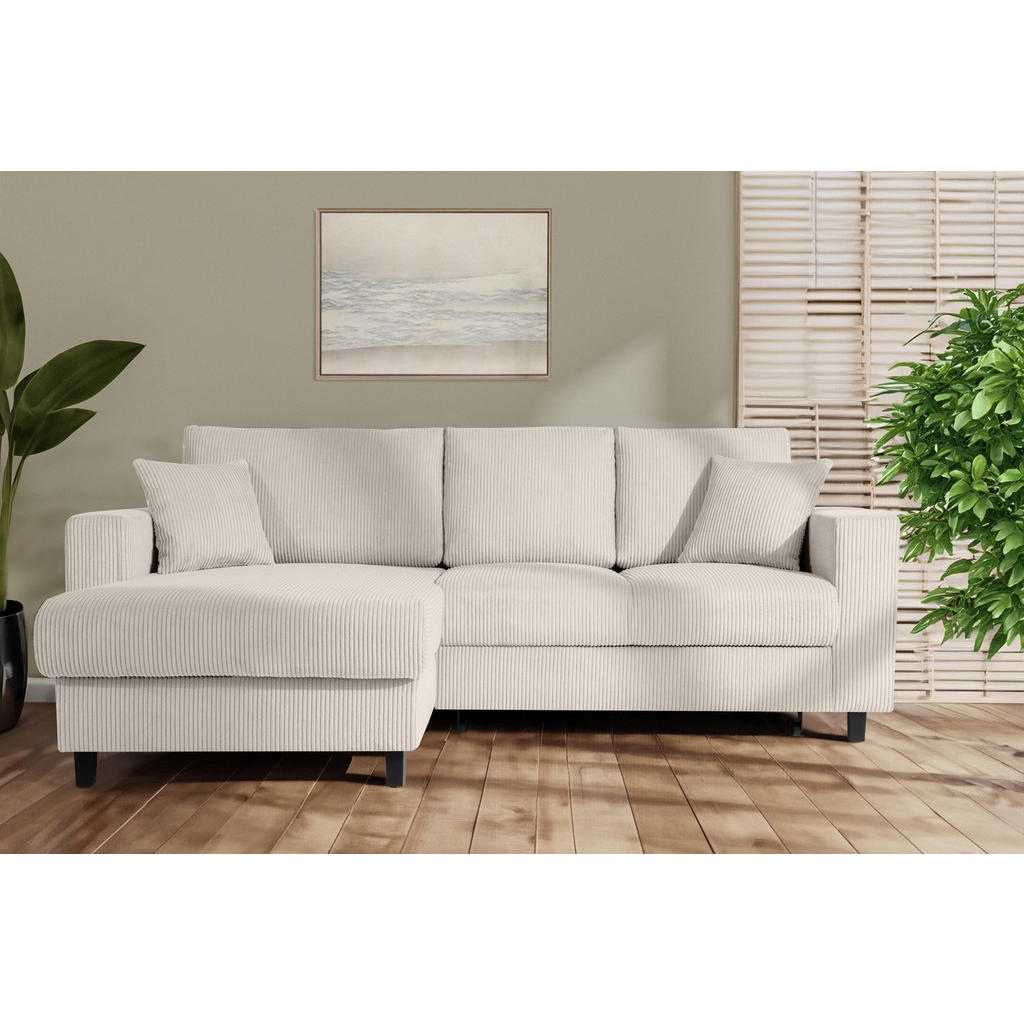 Thumbnail - Konsimo® Eckschlafsofa, Creme, Textil, L-Form,L-Form, 234x90 cm, Hergestellt in Europa, Wohnzimmer, Sofas & Couches, Woh...