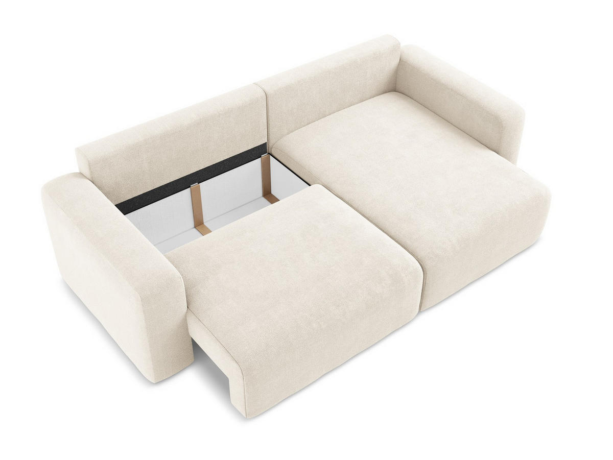 ECKSOFA mit Schlaffunktion rechts Chenille Stoff Beige - Beige/Creme, Kunststoff/Textil (244/149cm) - Makamii