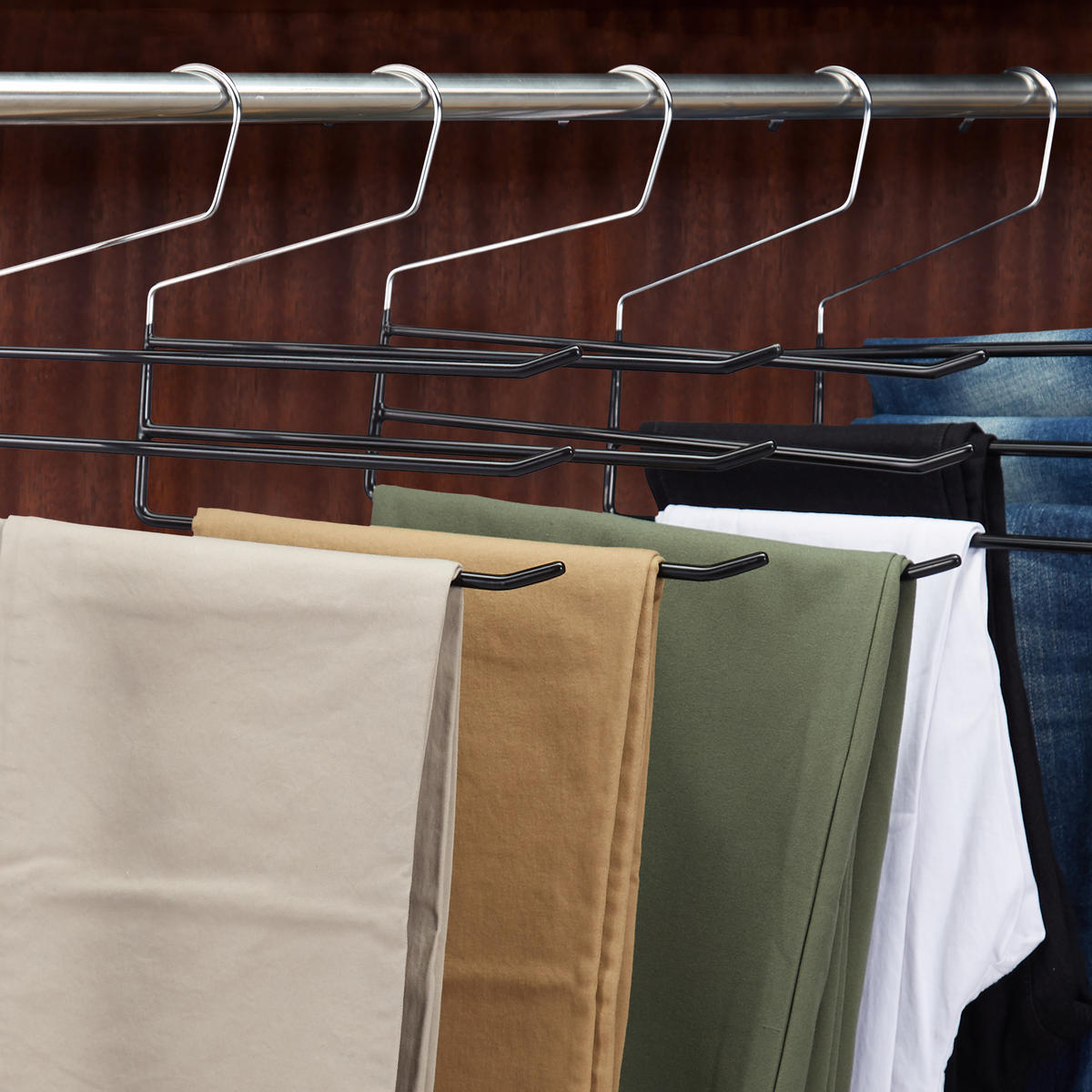 5XOBEŠALNIKI hlač - črna, kovina/umetna masa (33.5/23.5/0.5cm) - Relaxdays