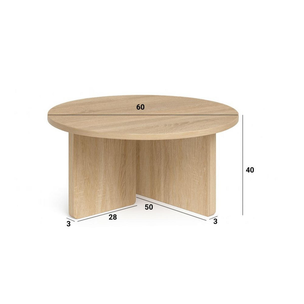 FAVI Couchtisch 60 cm, minimalistisch und zeitlos, Eiche Craft Golden - Eichefarben, Holz (60/60/40cm) - Dekori_Interiors