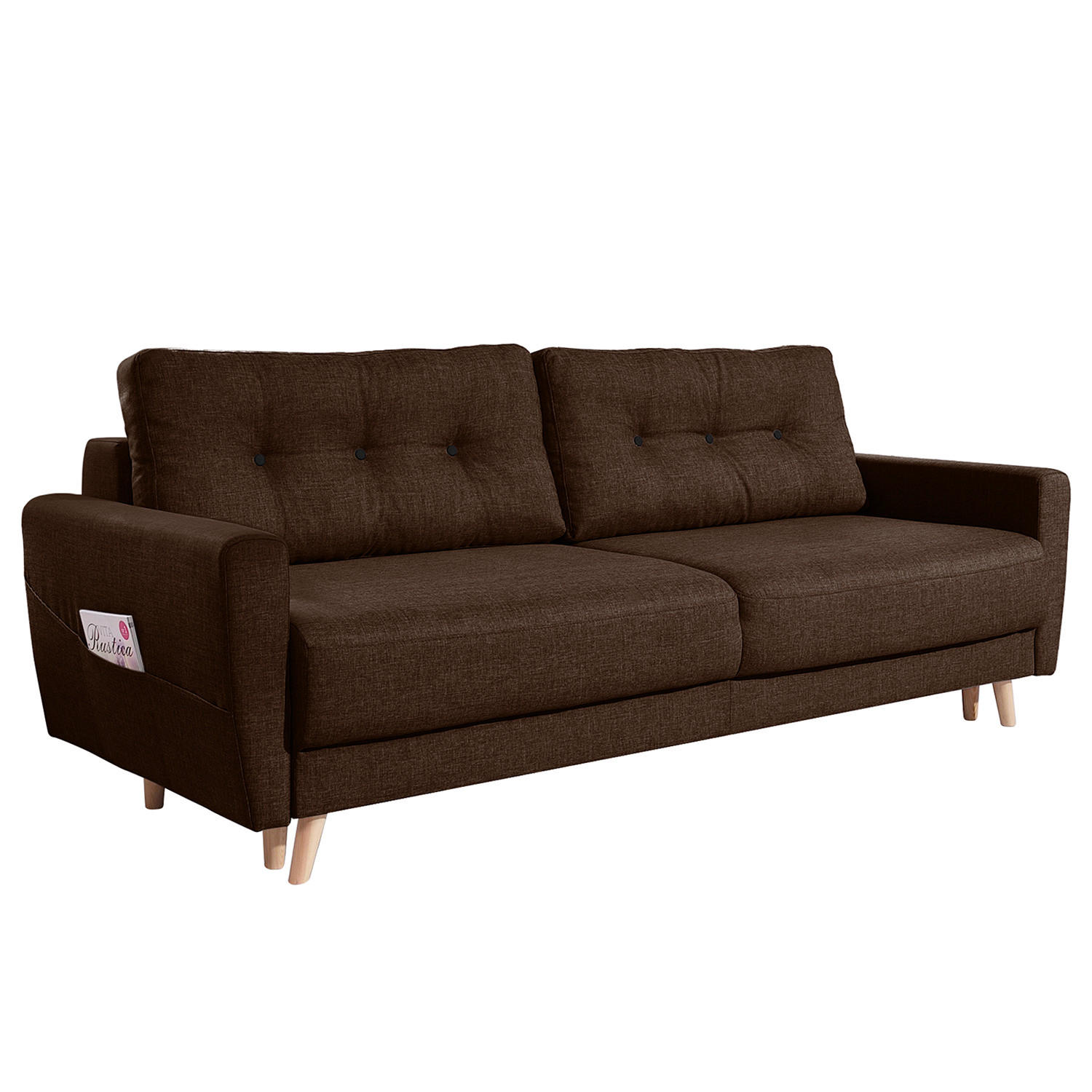 3-SITZER SOFA - Hellbraun/Dunkelbraun, Textil (220/90/90cm) - home24
