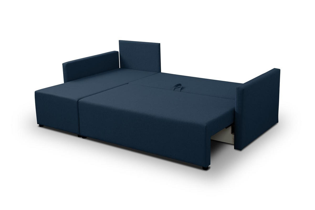 ECKSOFA Kriso Blau, mit Schlaffunktion und Bettzeugstauraum - Blau, Holzwerkstoff (217/138cm) - Bettso