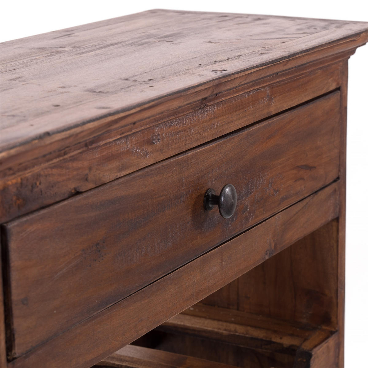 FLASCHENREGAL CORTEZ 85 Recyclingholz massiv, für 16 Flaschen, mit Schublade braun - Braun, Holz (55/85/22cm) - DESIGN DELIGHTS