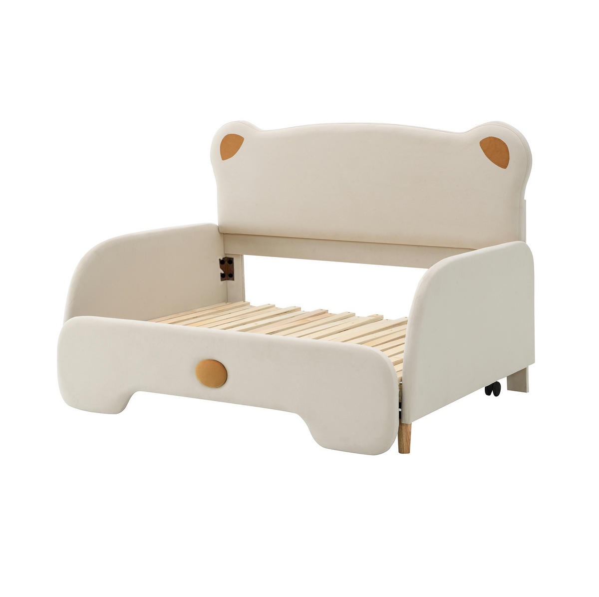 SAMT-POLSTERBETT 140/200 cm mit Ausziehbett in Beige - Beige, Textil (140/200cm) - BEAOK
