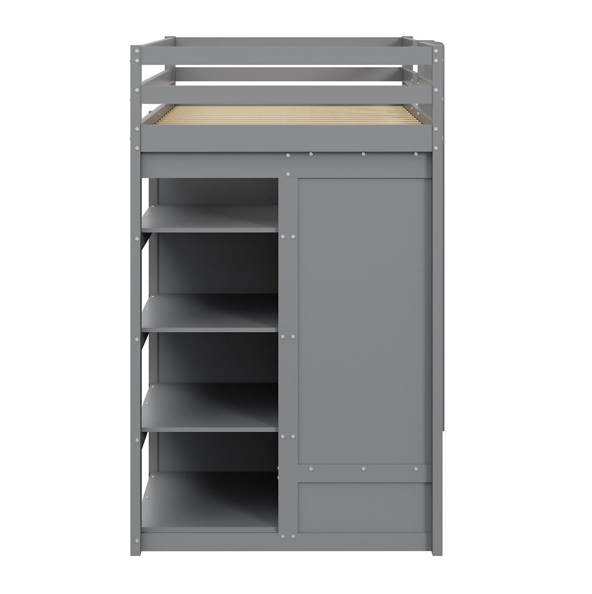 ETAGENBETT 90/200 cm grau mit Ausziehbett und Kleiderschrank - Grau, Holz (90/200cm) - OKWISH
