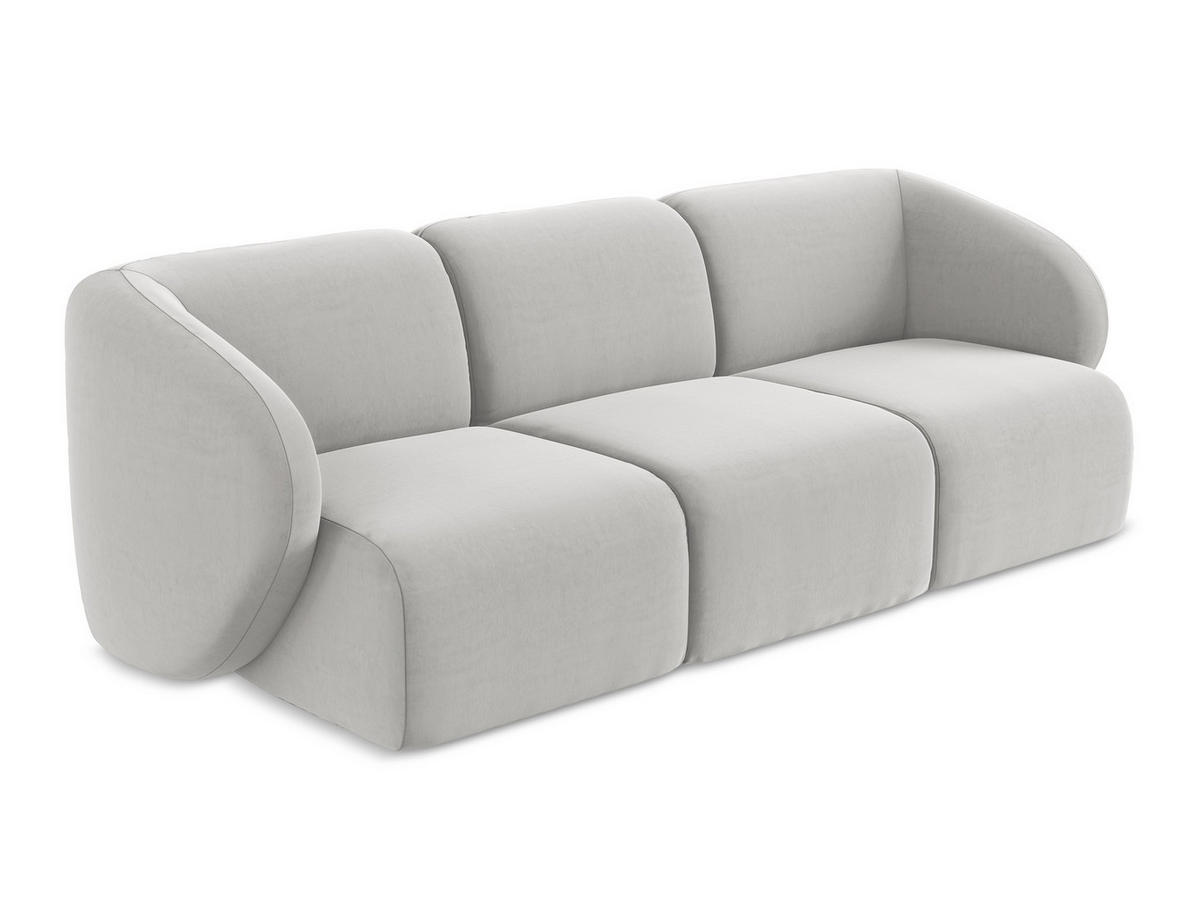 3-SITZER SOFA Samt Stoff Grau - Silberfarben/Schwarz, Holzwerkstoff/Kunststoff (244/75/94cm) - Makamii