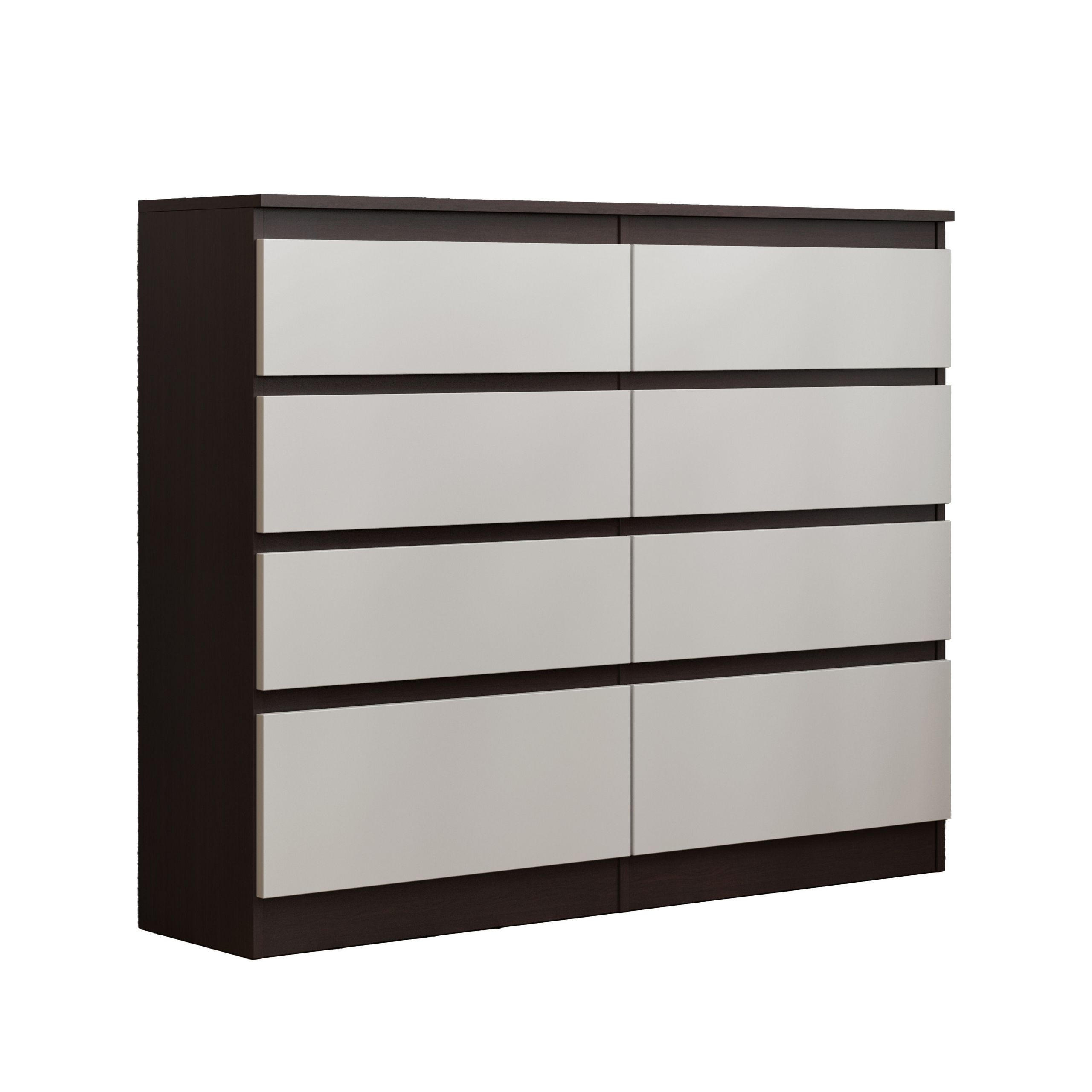 KOMMODE ADRIANO 120/100/33 cm mit 8 Schubladen Wengefarben - Wengefarben/Weiß, Holzwerkstoff (120/100/33cm) - MASSENO
