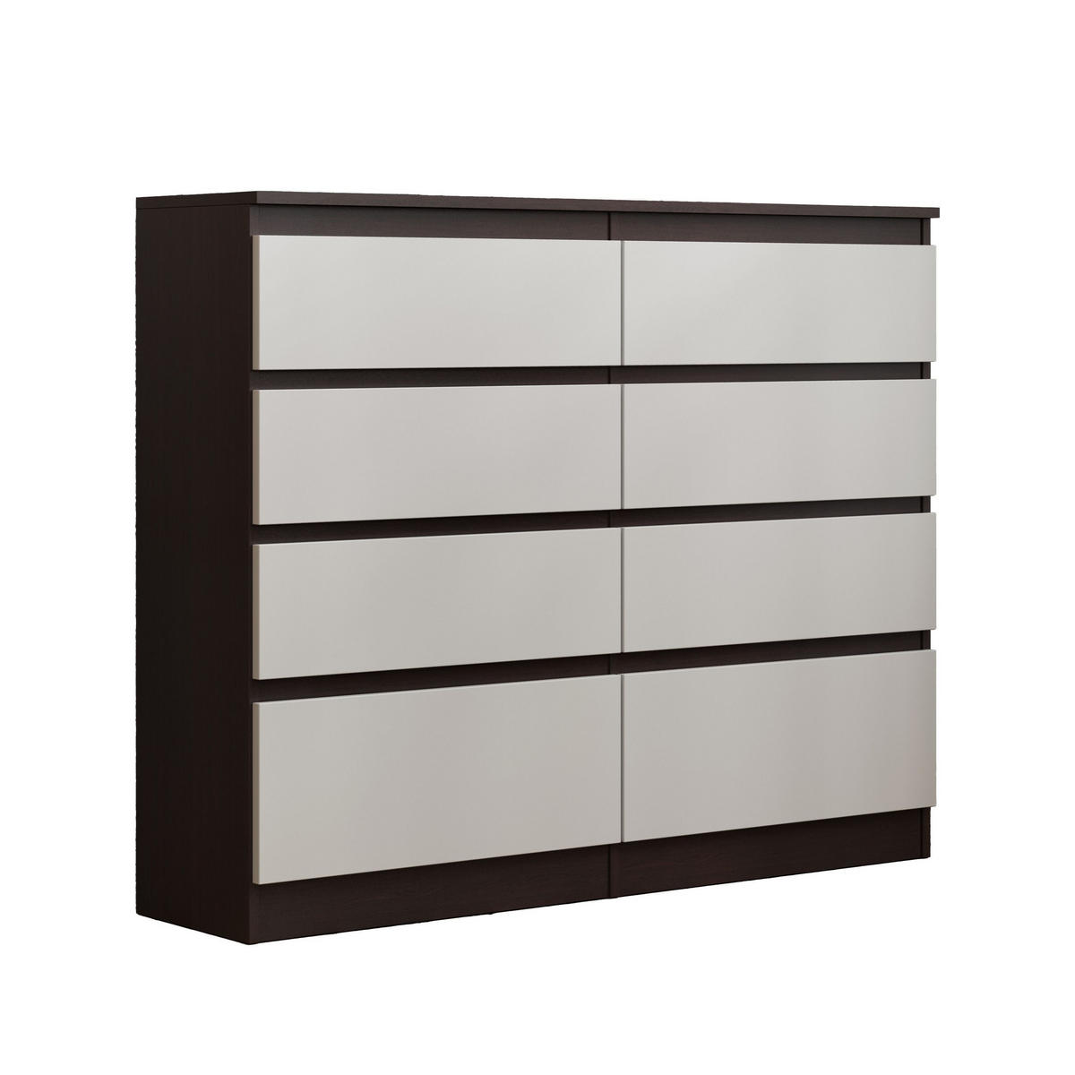 KOMMODE ADRIANO 120/100/33 cm mit 8 Schubladen Wengefarben - Wengefarben/Weiß, Holzwerkstoff (120/100/33cm) - MASSENO