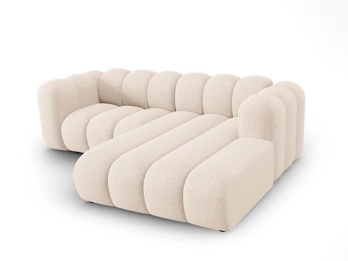 ECKSOFA modular rechts Lupine aus Chenille-Stoff leichtes beige 3 Sitzplätze - Creme, Textil (177/230cm) - Micadoni