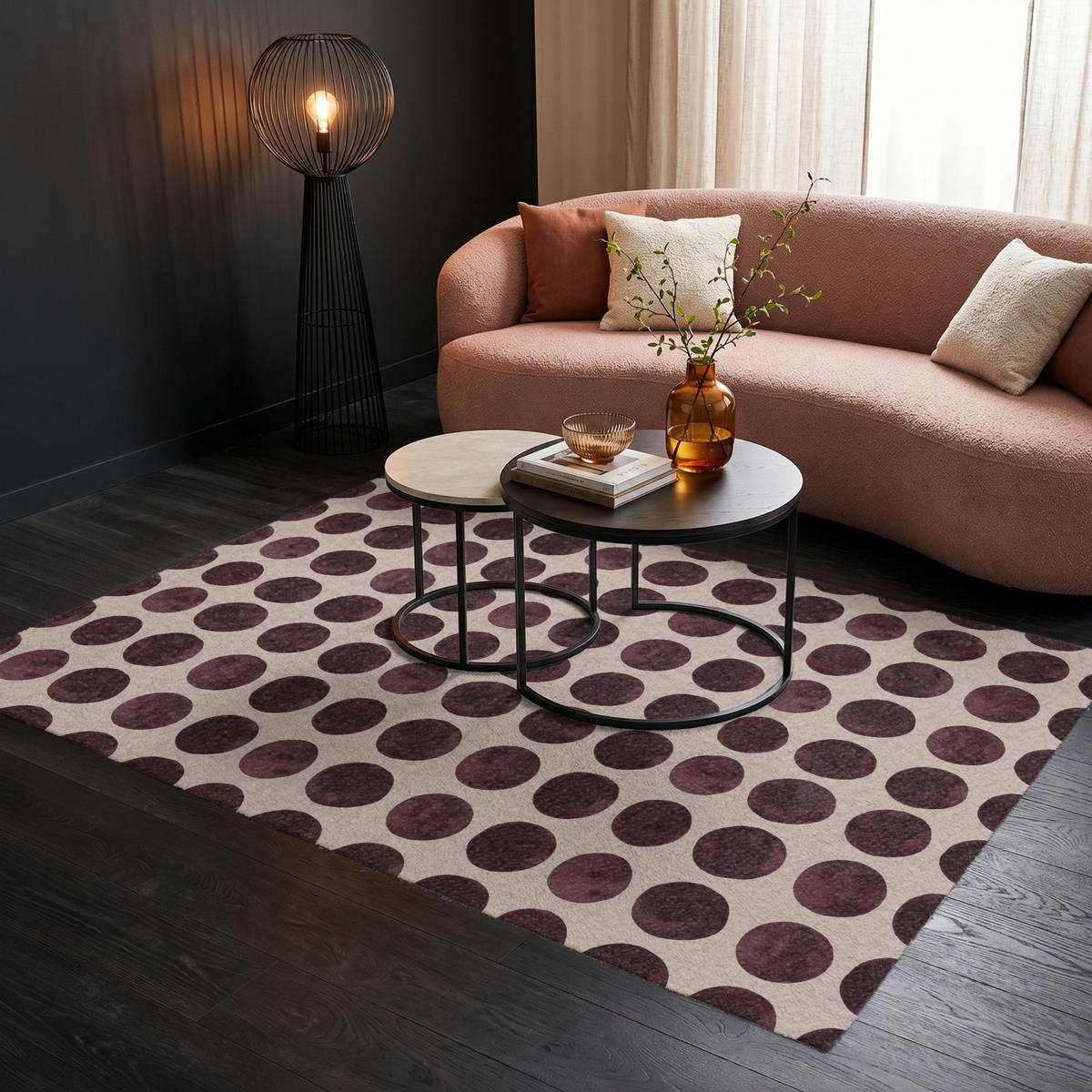 KOBERCE - Bodky - Vzor - Hnedý - 200x140 cm - tmavohnedá, textil/plast (200/0.4cm) - OnlyWow