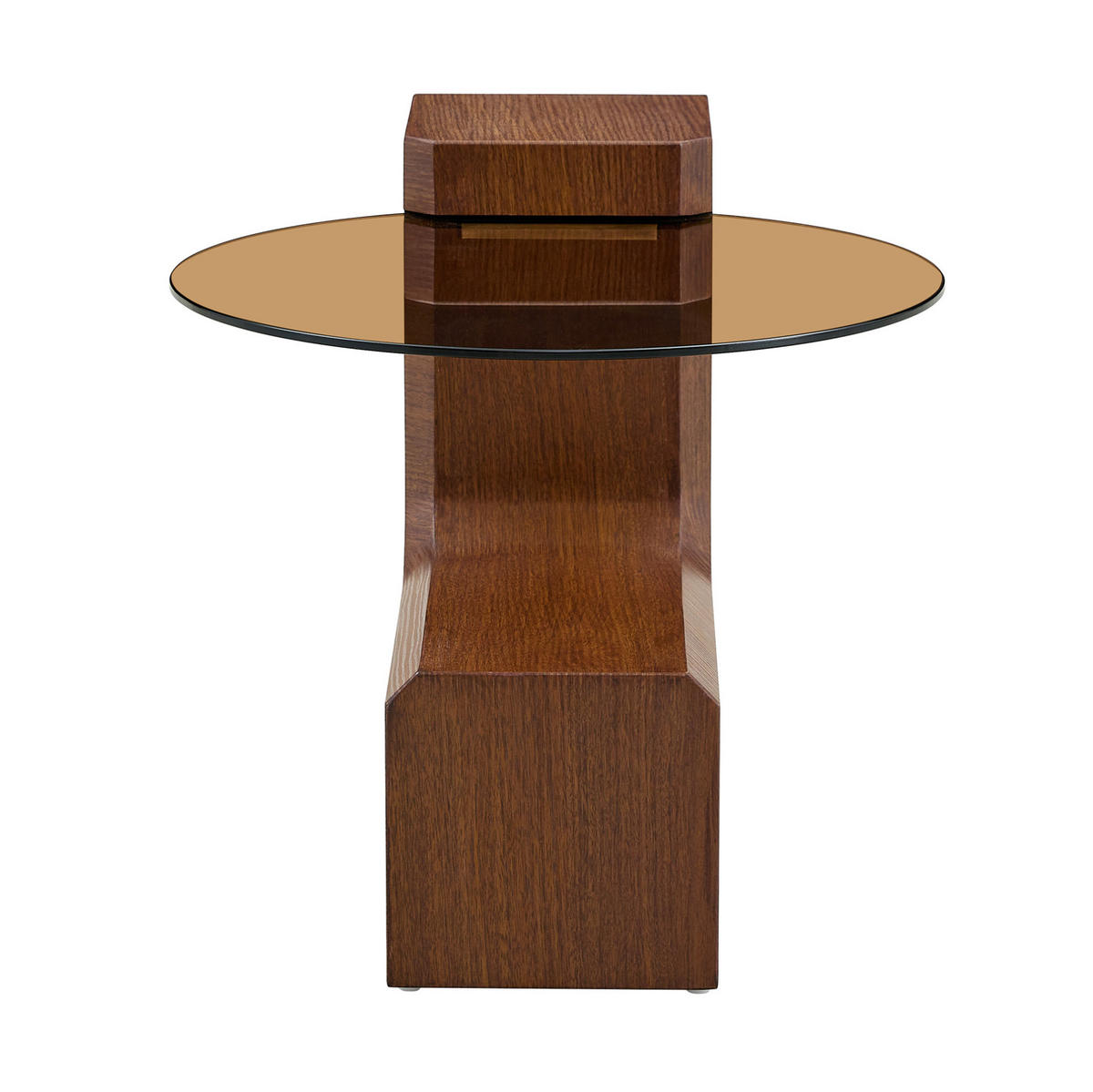 COUCHTISCH 2er-Set rund zerlegbar Glas Walnussoptik - Braun, Glas (61/61/30cm) - Meubliv