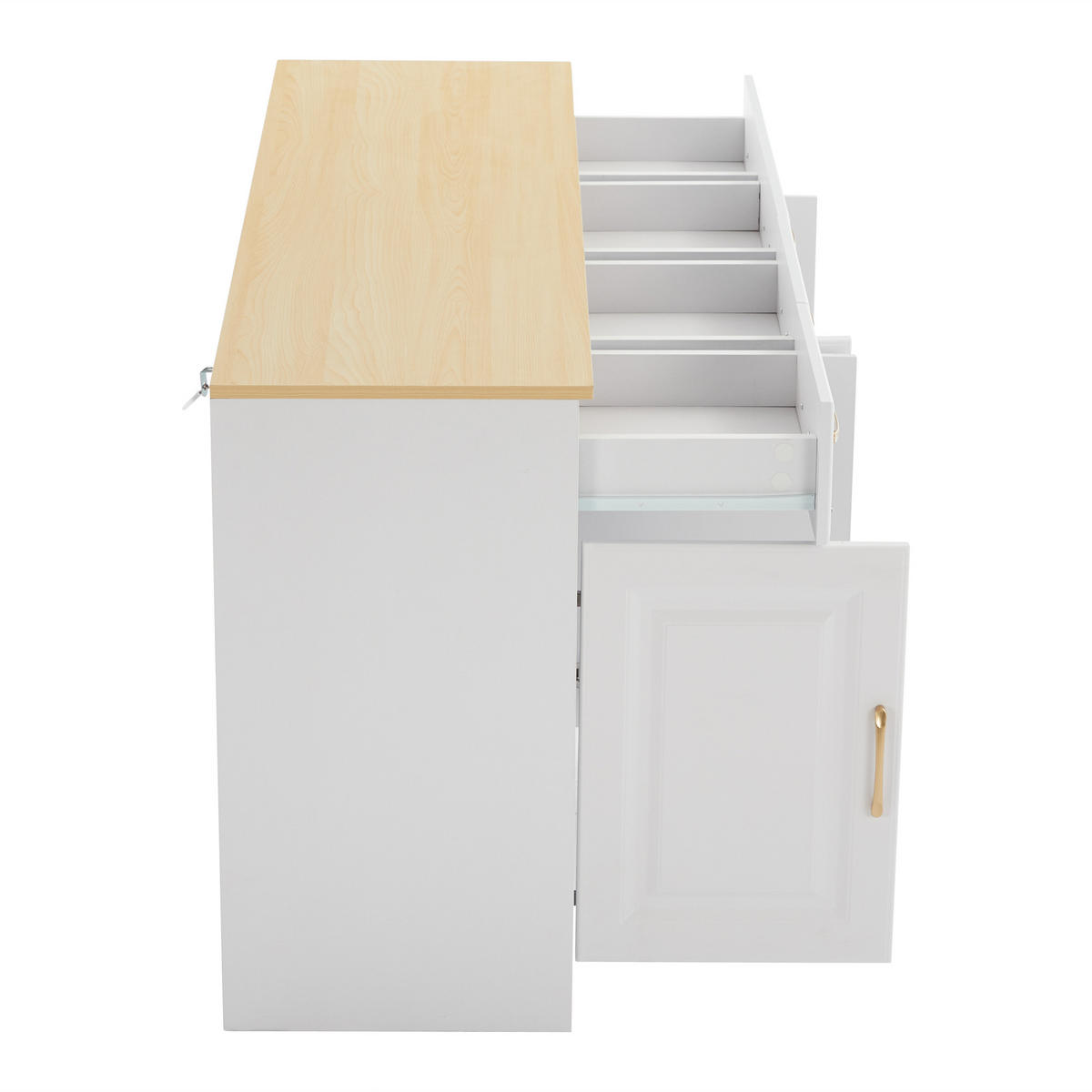 SIDEBOARD Weiß, Eiche 140/40/75 cm - Weiß, Holzwerkstoff (140/75/40cm) - PANGIVO