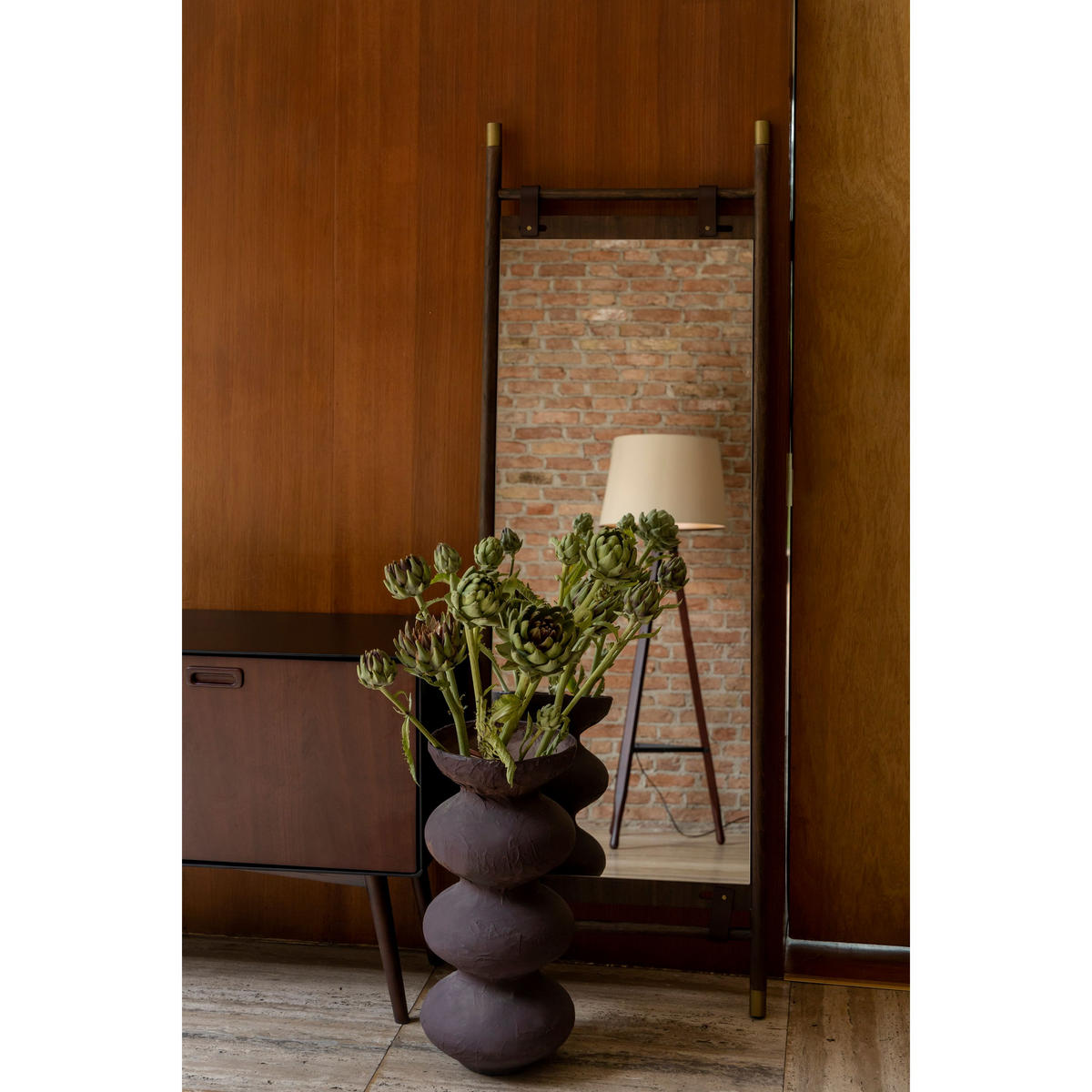 STANDSPIEGEL Riva Rechteckig 180x59,5 cm - Goldfarben, Holz (59.5/130/3.5cm) - Dutchbone