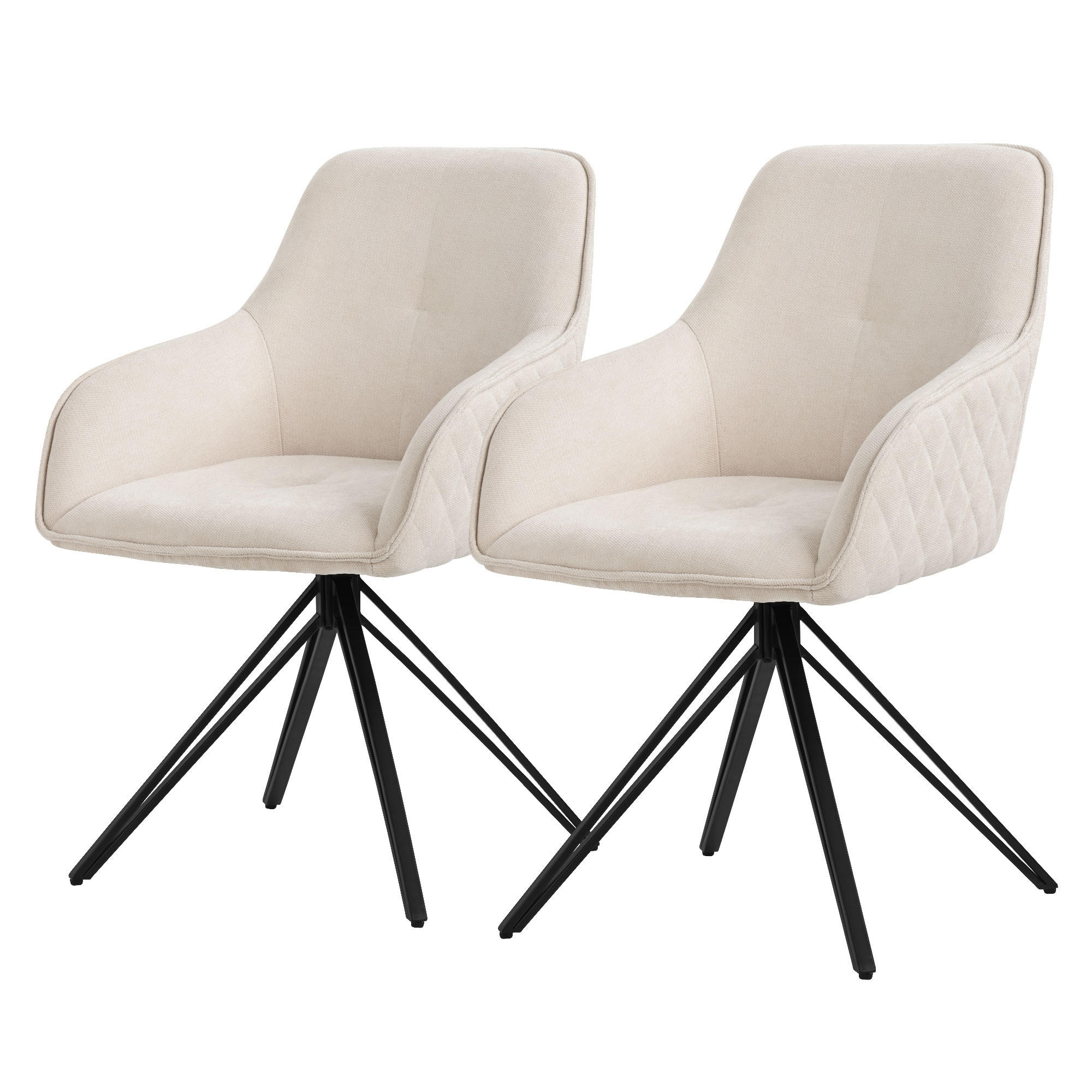 ML-DESIGN JÍDELNÍ ŽIDLE, sada 2 ks, otočná, krémová tkanina