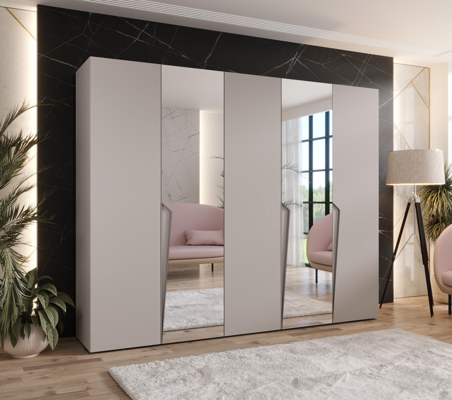 DREHTÜRENSCHRANK 202/250/52 5-türig - Beige, Holz/Metall (250/202/52cm) - Abiks Möbel