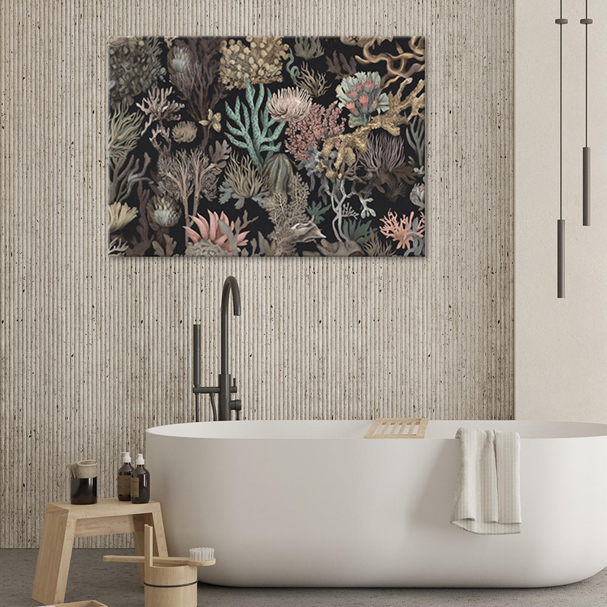 WANDBILD für badezimmer koralle - Multicolor, Textil (60/40cm) - Feeby