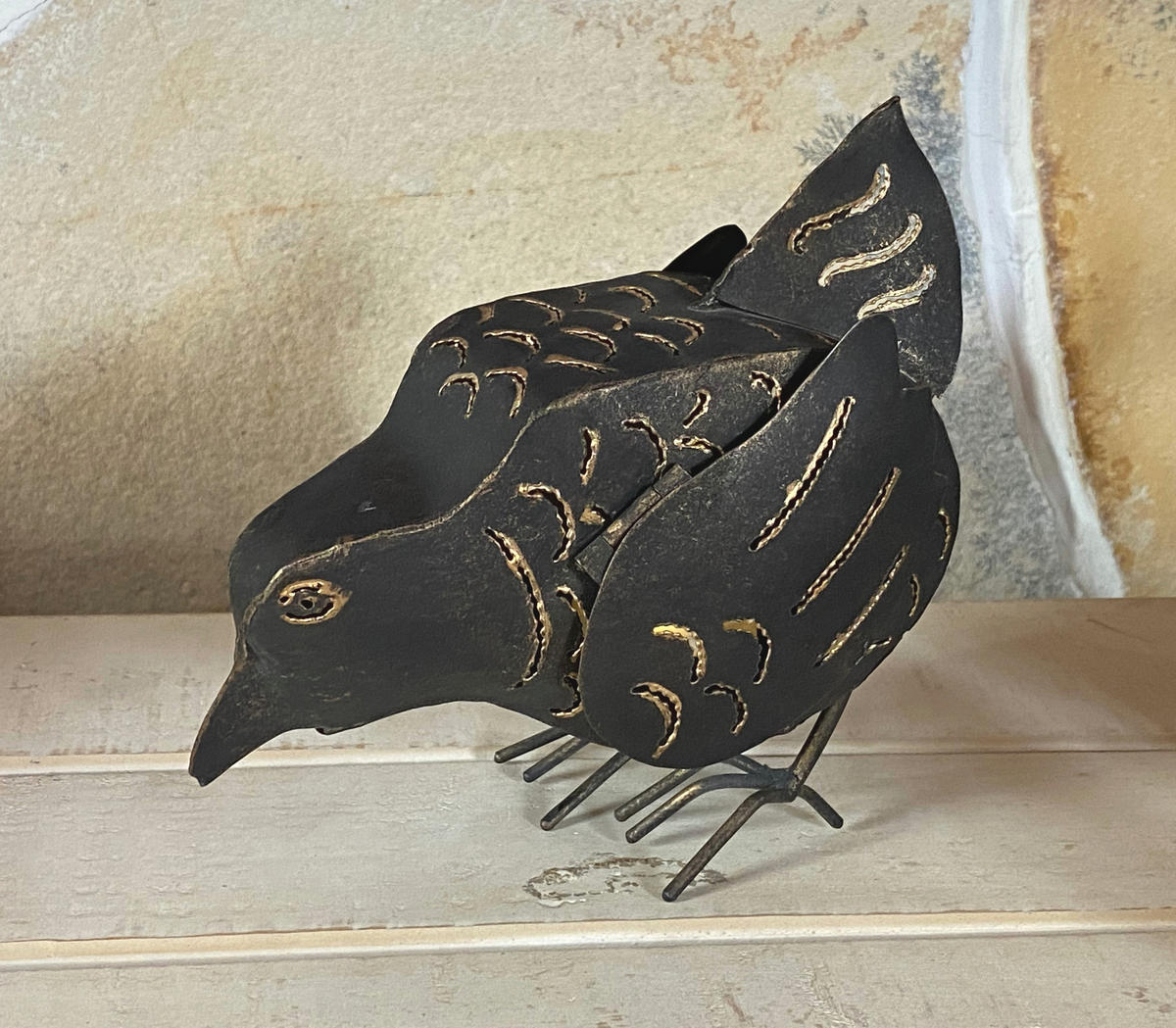 TEELICHTHALTER Metall Figur Klein Windlicht Huhn für 1 Teelicht Vogel 19 cm Kerzenständer Vintage Witzig - Braun, Metall (14cm) - DanDiBo