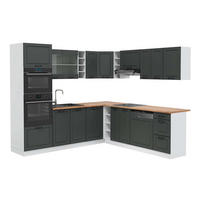 ECKKÜCHE R-Line, Anthrazit Landhaus/Weiß, 247 x 237 cm, AP Eiche - Anthrazit/Weiß, Holzwerkstoff (247/81.6/60cm) - Vicco