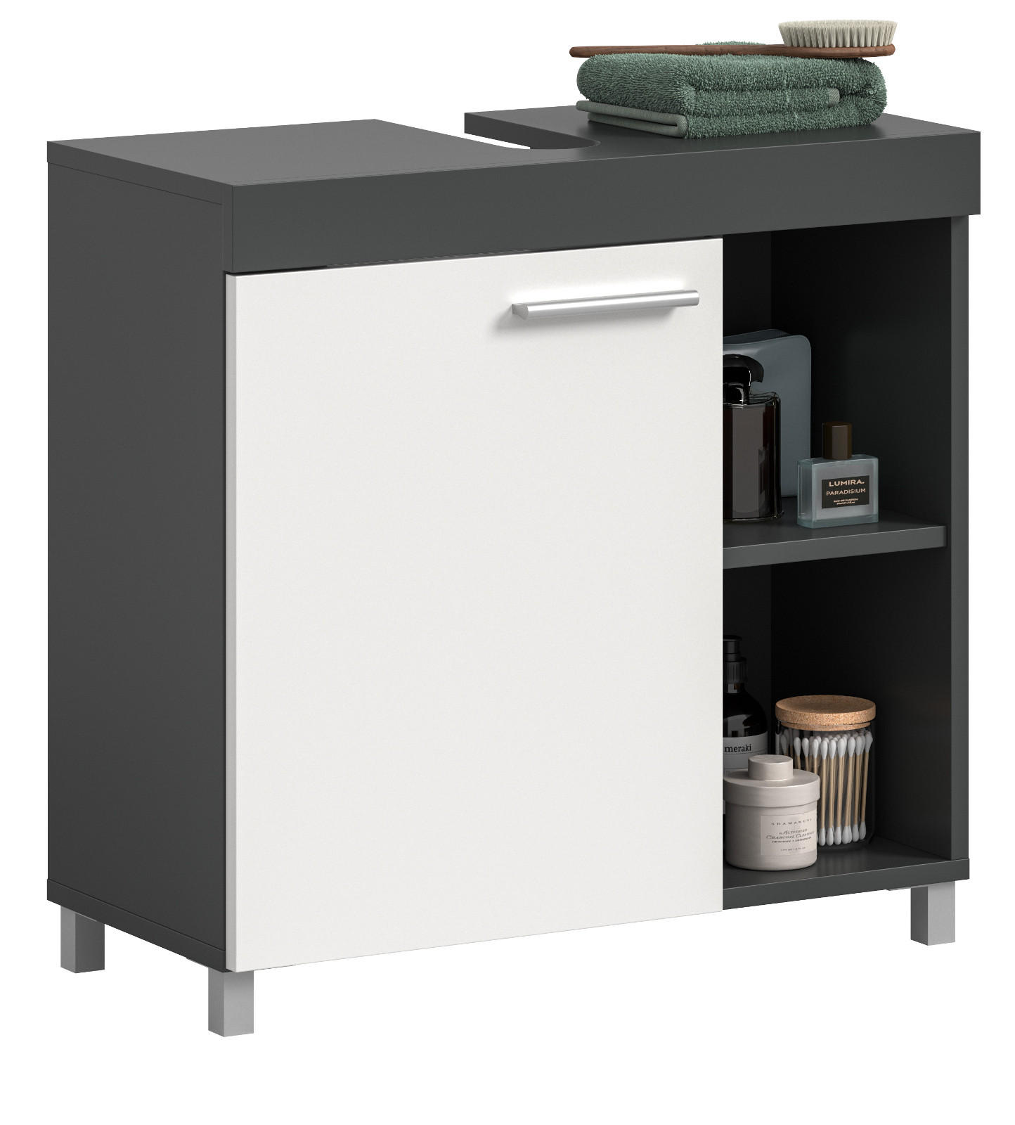 Inn.Furn Waschbeckenunterschrank Grau, Weiß 65x63x31 cm