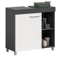 WASCHBECKENUNTERSCHRANK grau, weiß 65 cm, Unterschrank 1-türig - Silberfarben/Weiß, Holzwerkstoff/Kunststoff (65/63/31cm) - Inn.Furn