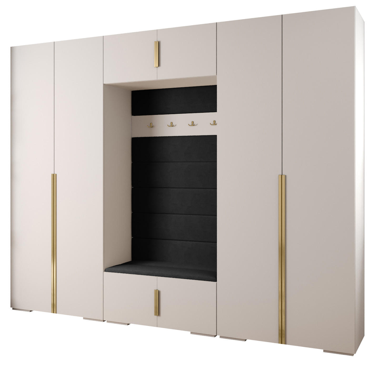 GARDEROBEN-SET 236,7/300/47 - Goldfarben/Schwarz, Holz/Kunststoff (300/236.7/47cm) - Abiks Möbel