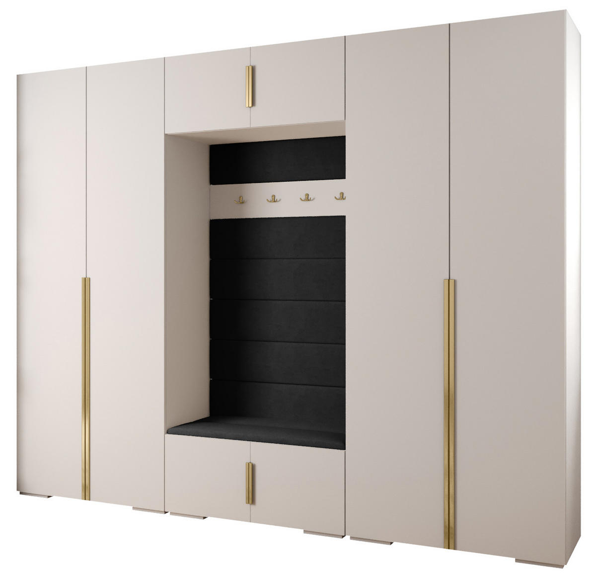 GARDEROBEN-SET 236,7/300/47 - Goldfarben/Schwarz, Holz/Kunststoff (300/236.7/47cm) - Abiks Möbel