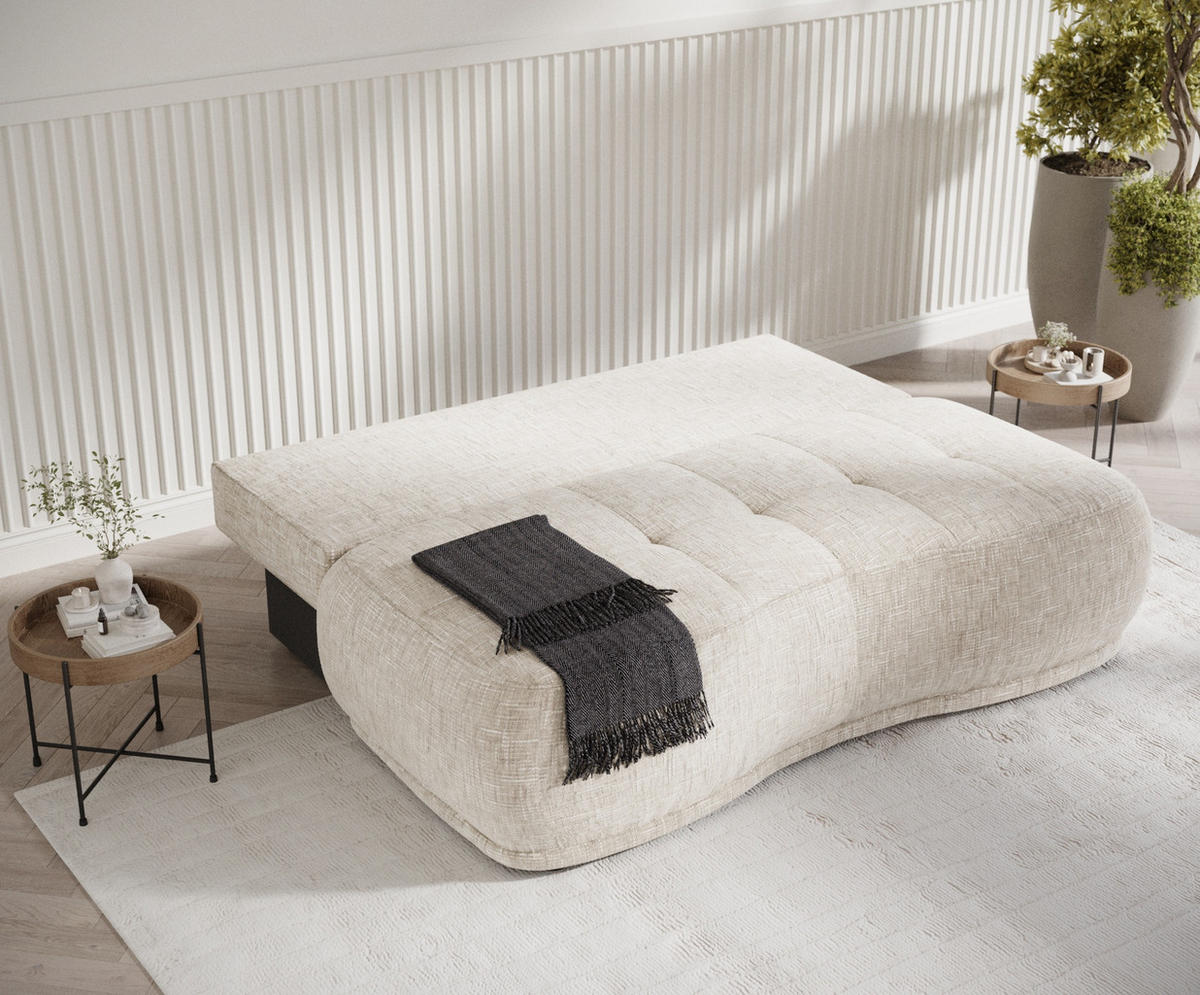 SCHLAFSOFA Cirrus Creme Webstoff - Creme/Schwarz, Holz/Holzwerkstoff (206/95/105cm) - Maison de Reve