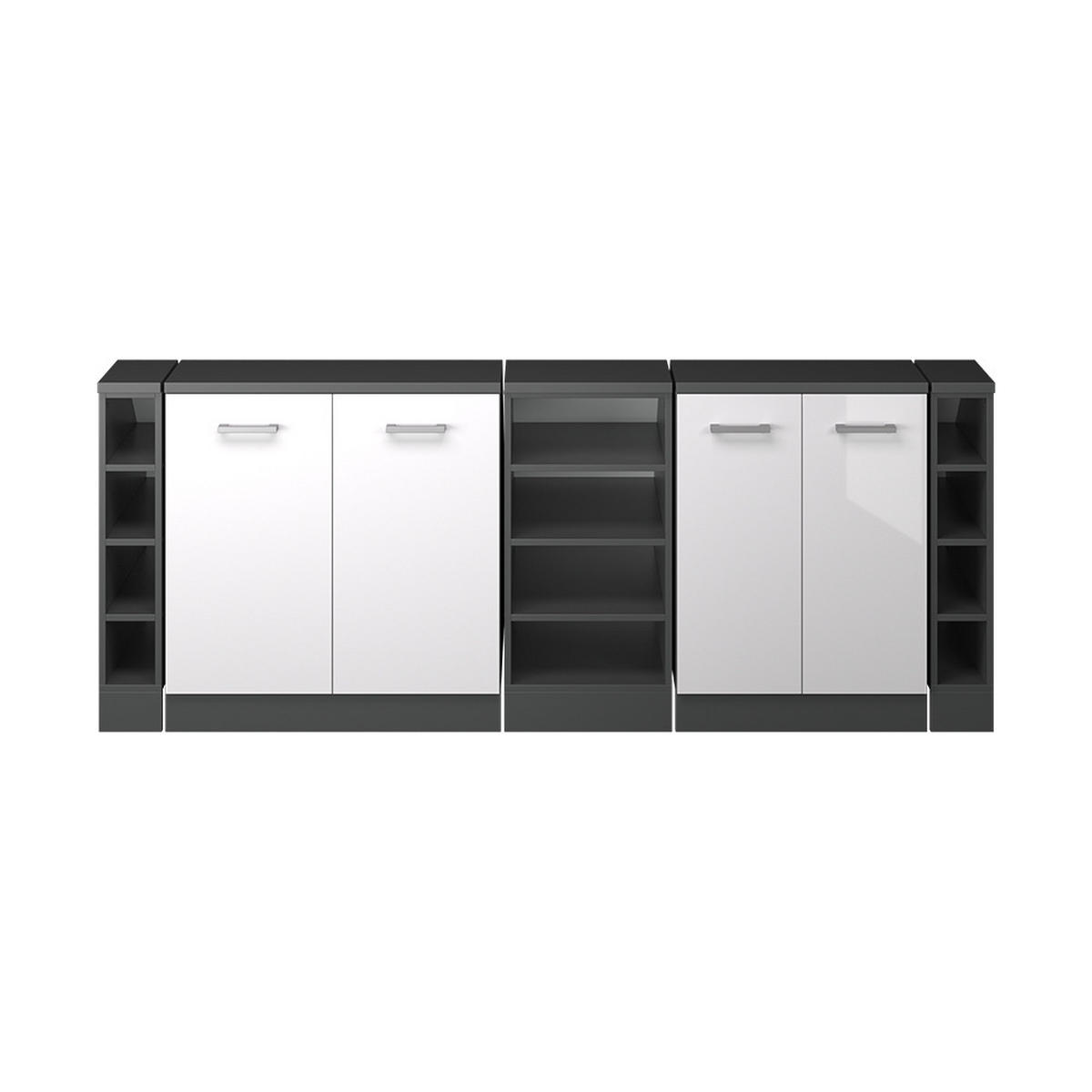 ŠATNÍKOVÁ ZOSTAVA PRE ŠIKMÉ STRECHY Rion Biely vysoký lesk 210 cm Súprava 5 korpusov skrine hĺbka 60 cm - biela s vysokým leskom/antracitová, kompozitné drevo (210/83.8/60cm) - Vicco