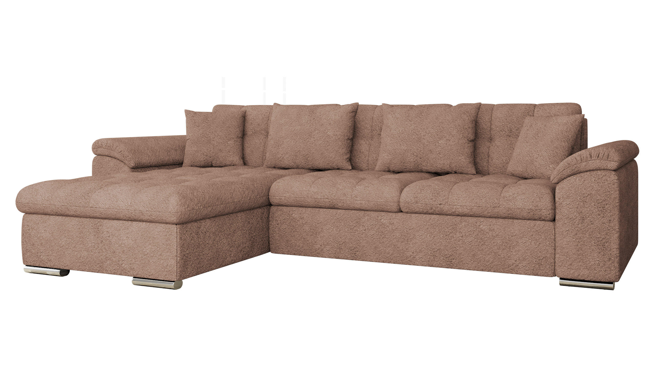 ECKSOFA Diana, Seite: Links - Hellbraun, Holz/Textil (280/160cm) - MIRJAN24