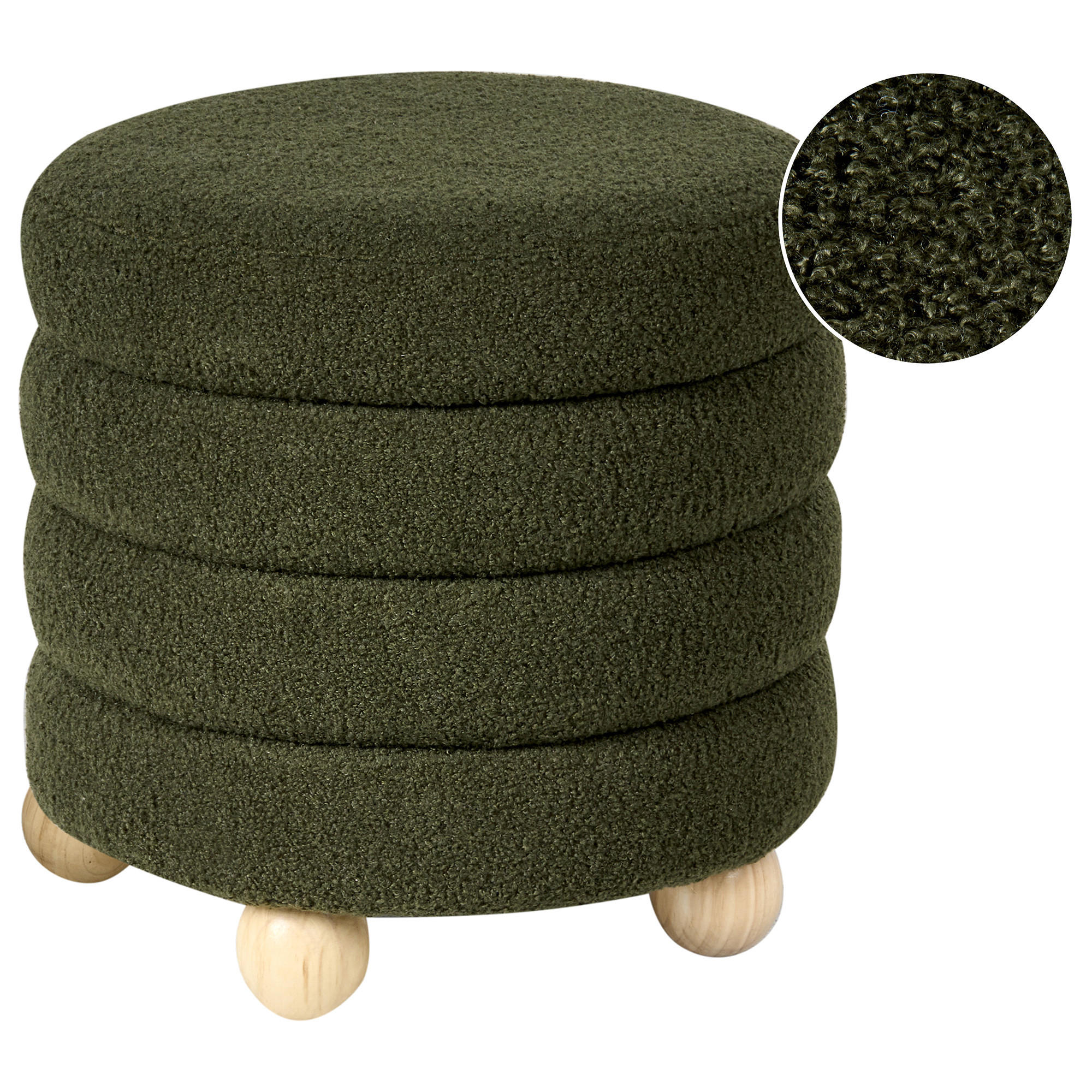 POUF Bouclé Grün Chilly - Goldfarben, Metall (42/41/42cm) - Beliani