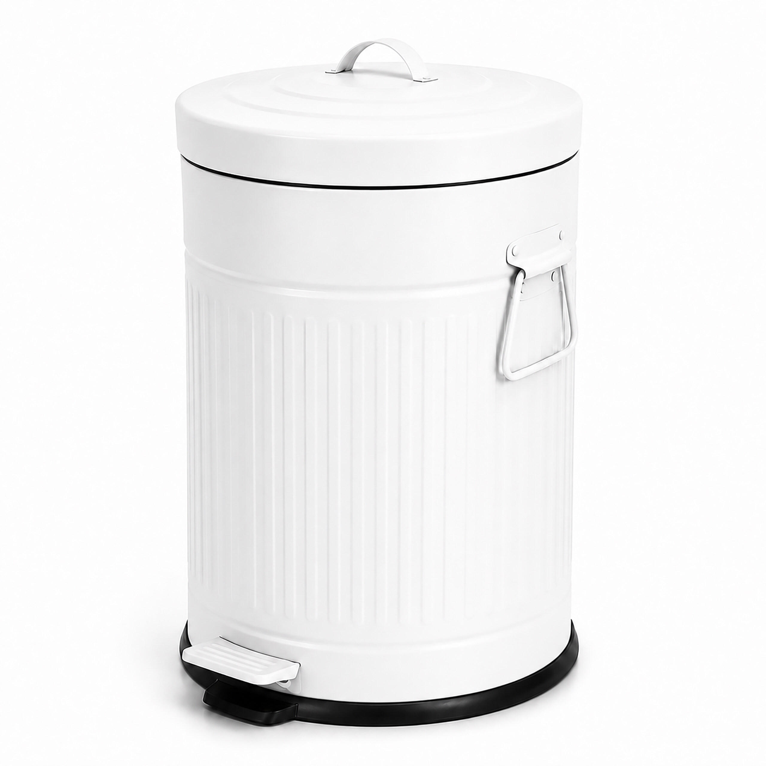 Relaxdays ODPADKOVÝ KOŠ Bílý s pedálem tiché dovírání kov 20 l