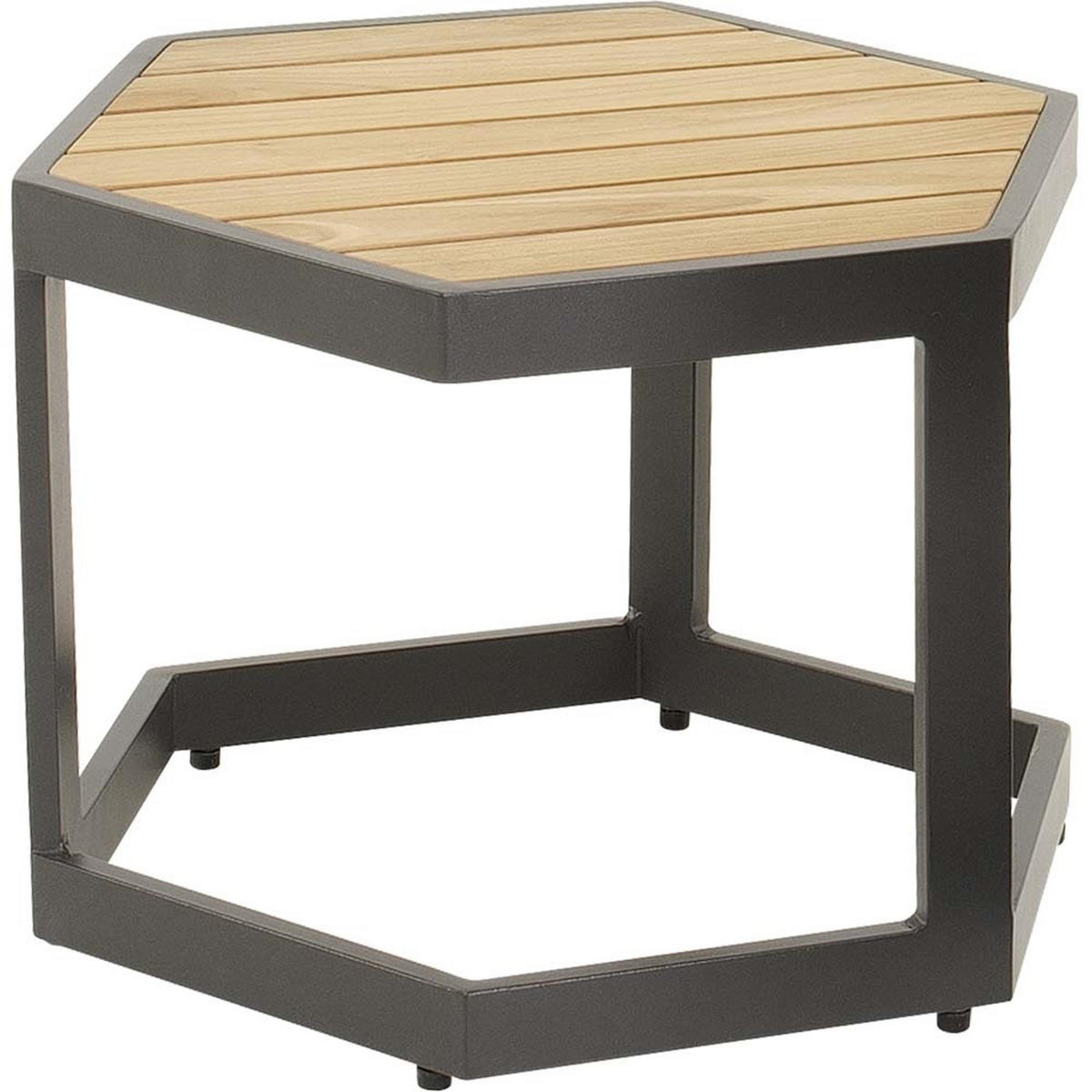 BEISTELLTISCH Esagono - Anthrazit - 48/41,5/34 cm - Dunkelgrau, Metall (48/41/34cm) - Lesli Living